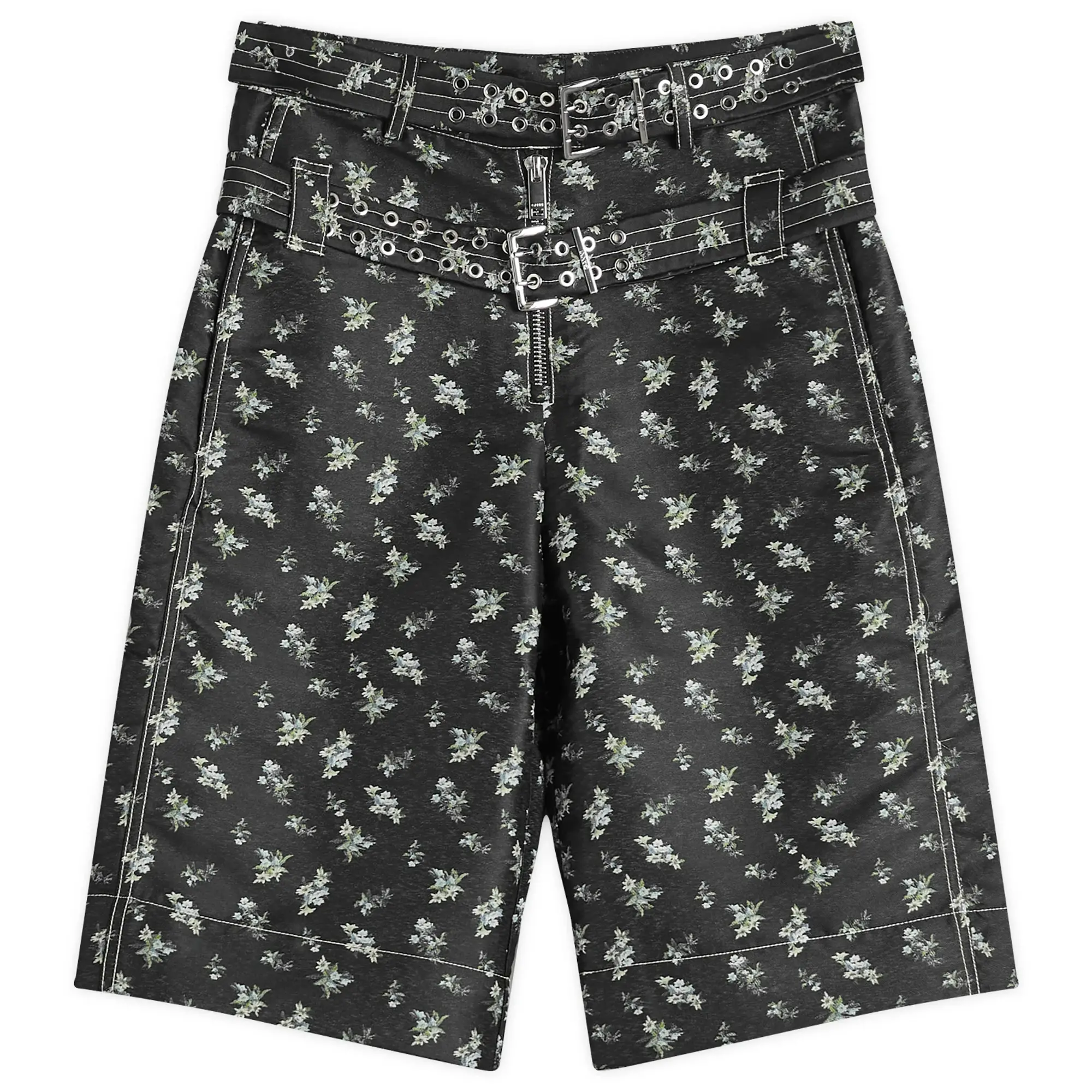 GANNI Women's Floral Jacquard Long Shorts Black