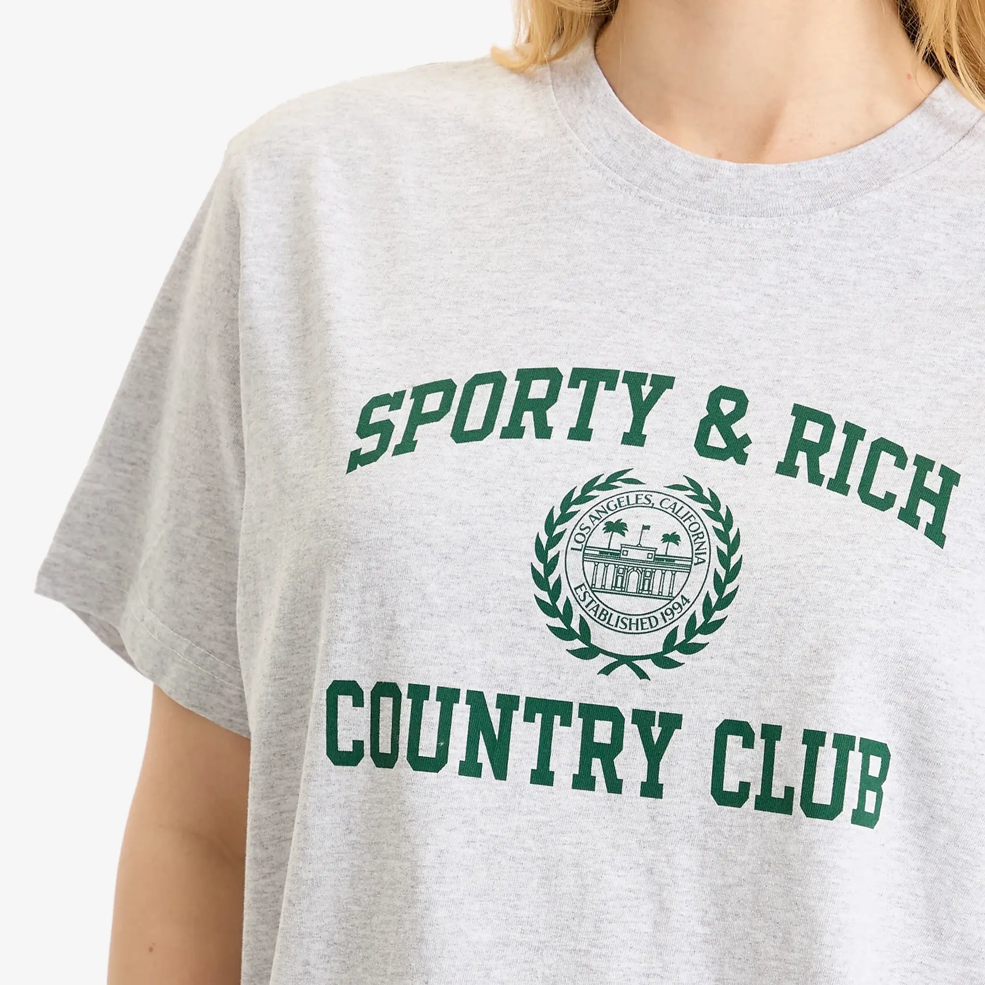 Sporty & Rich Women's Vasity Crest T-Shirt Heather Grey