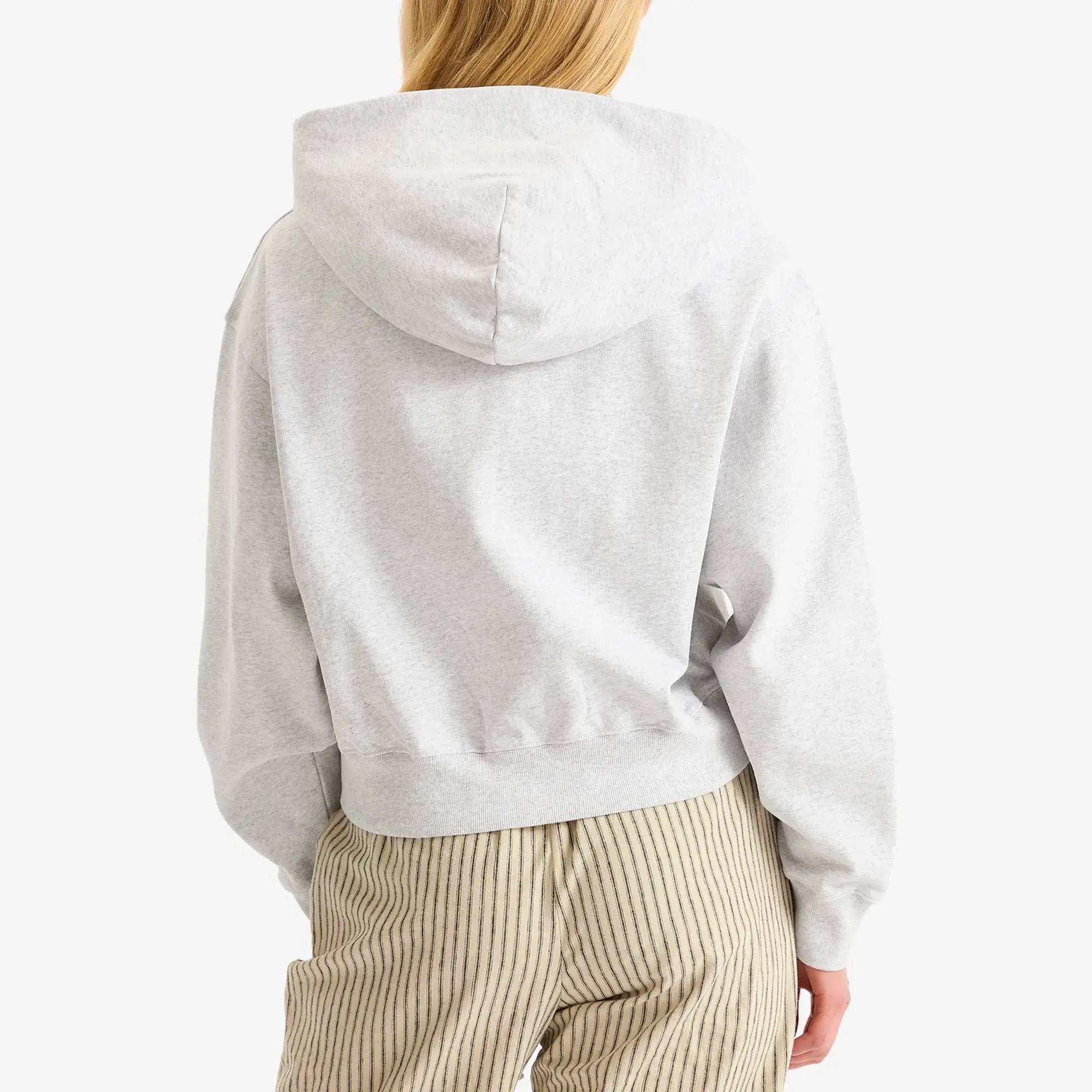 Sweatshirt Sporty & Rich Varsity Crest Cropped Zip Hoodie Heather Gray Xl