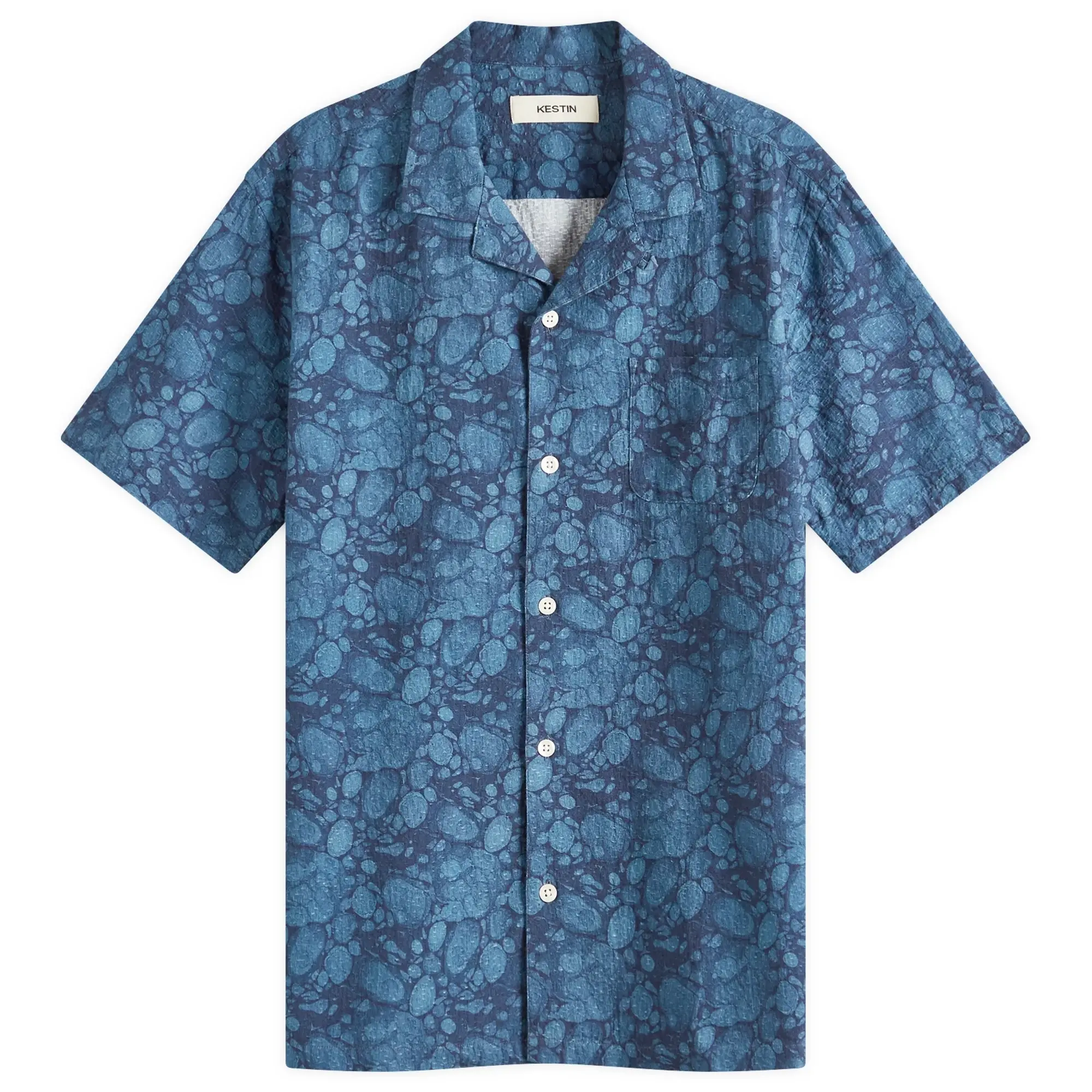Kestin Men's Crammond Marble Print Shirt Blue Marble