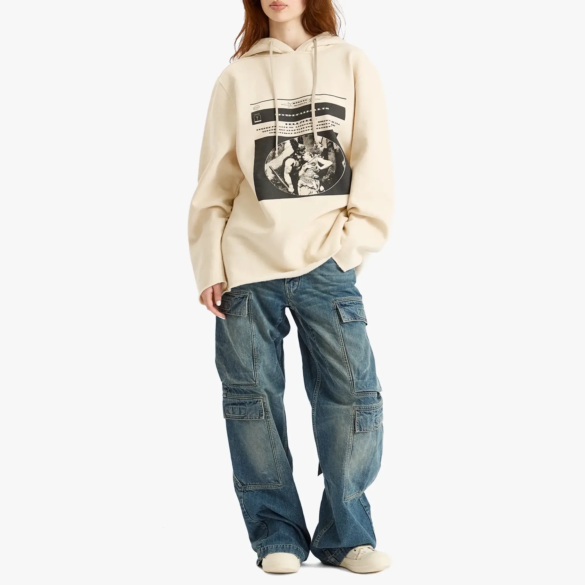 Rick Owens DRKSHDW Women's Oversized Hoodie Natural/Black