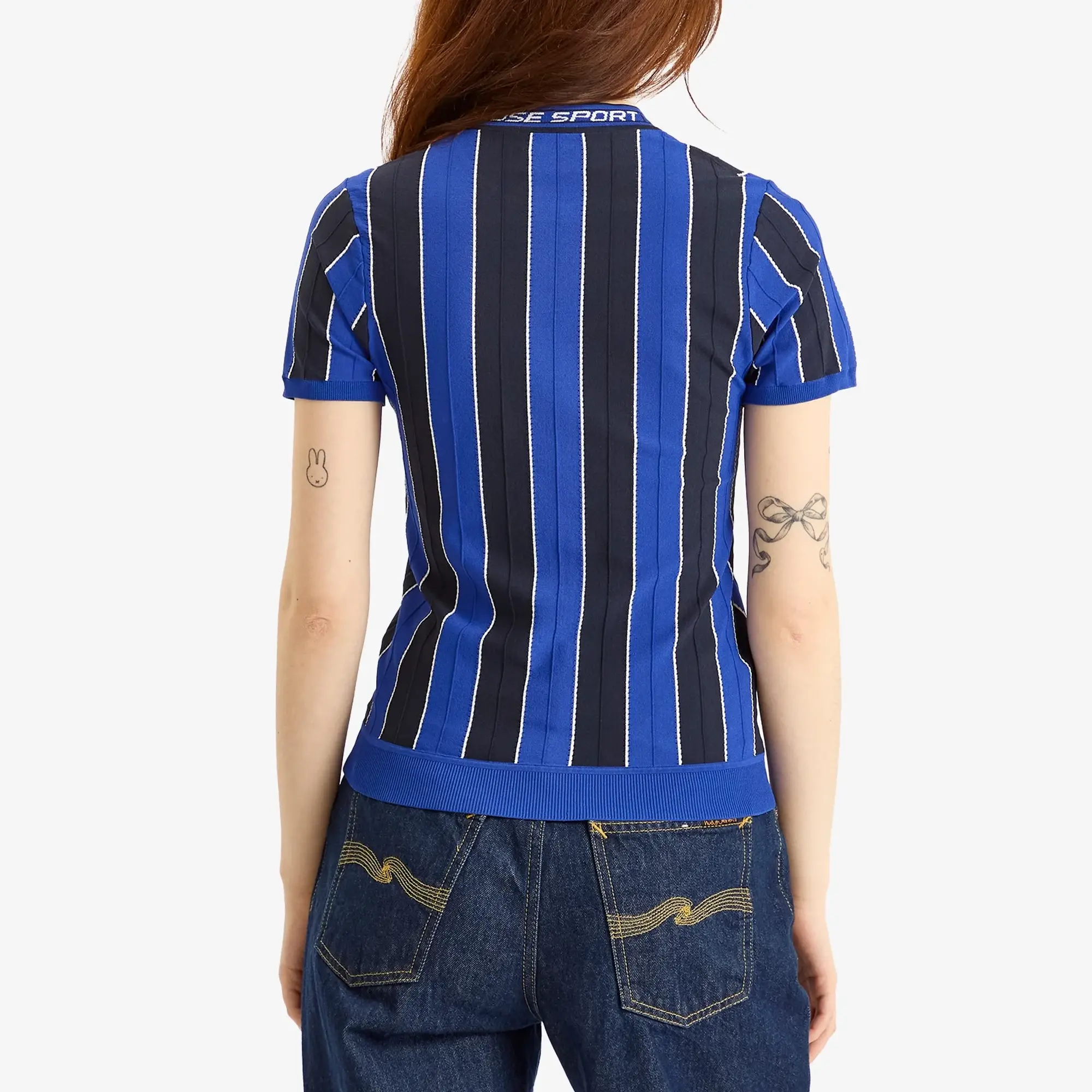 Martine Rose Women's Logo Moto T-Shirt Blue
