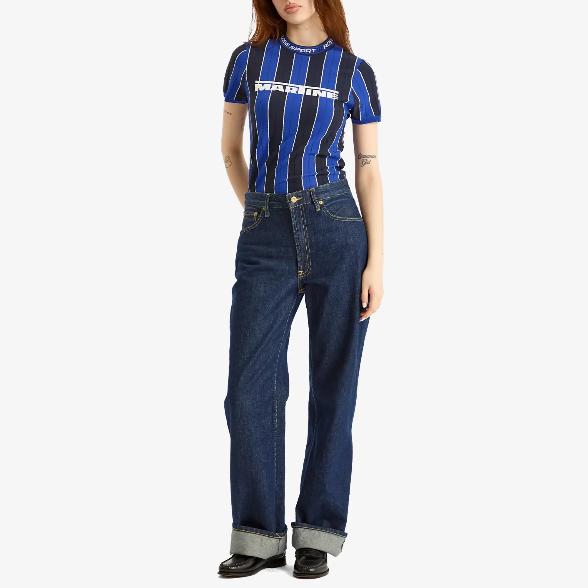 Martine Rose Women's Logo Moto T-Shirt Blue