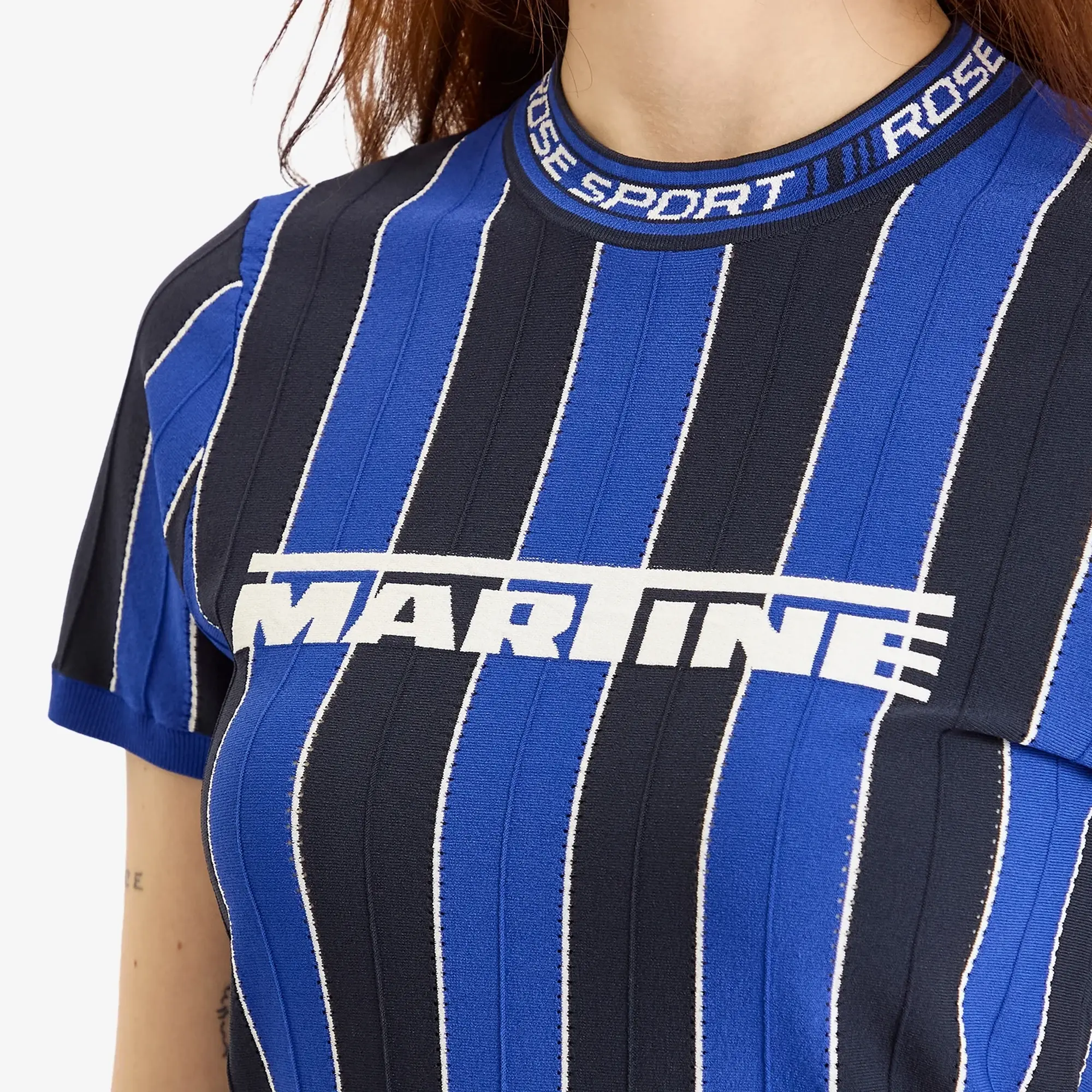 Martine Rose Women's Logo Moto T-Shirt Blue