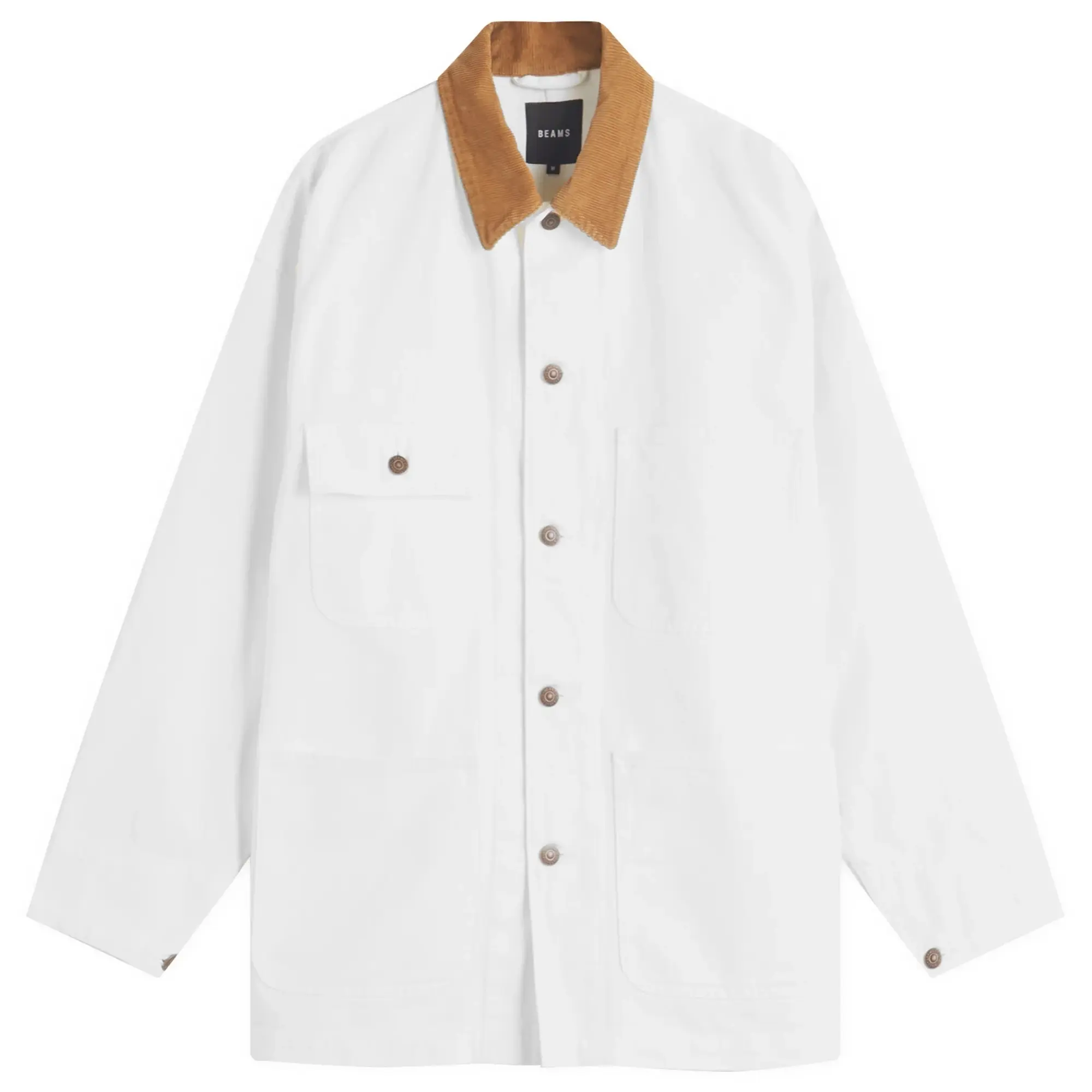 BEAMS Men's Denim Loose Coverall Jacket White