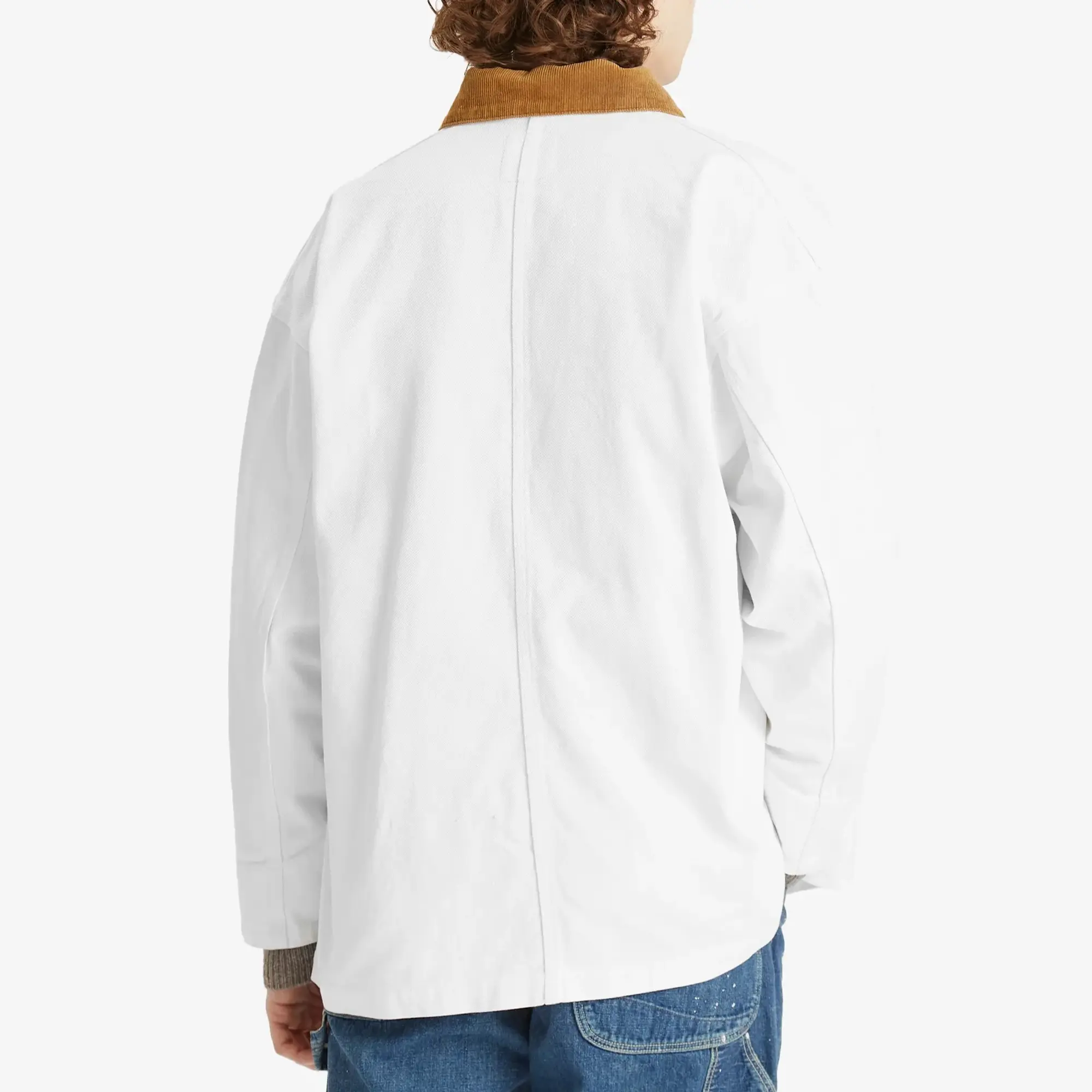 BEAMS Men's Denim Loose Coverall Jacket White
