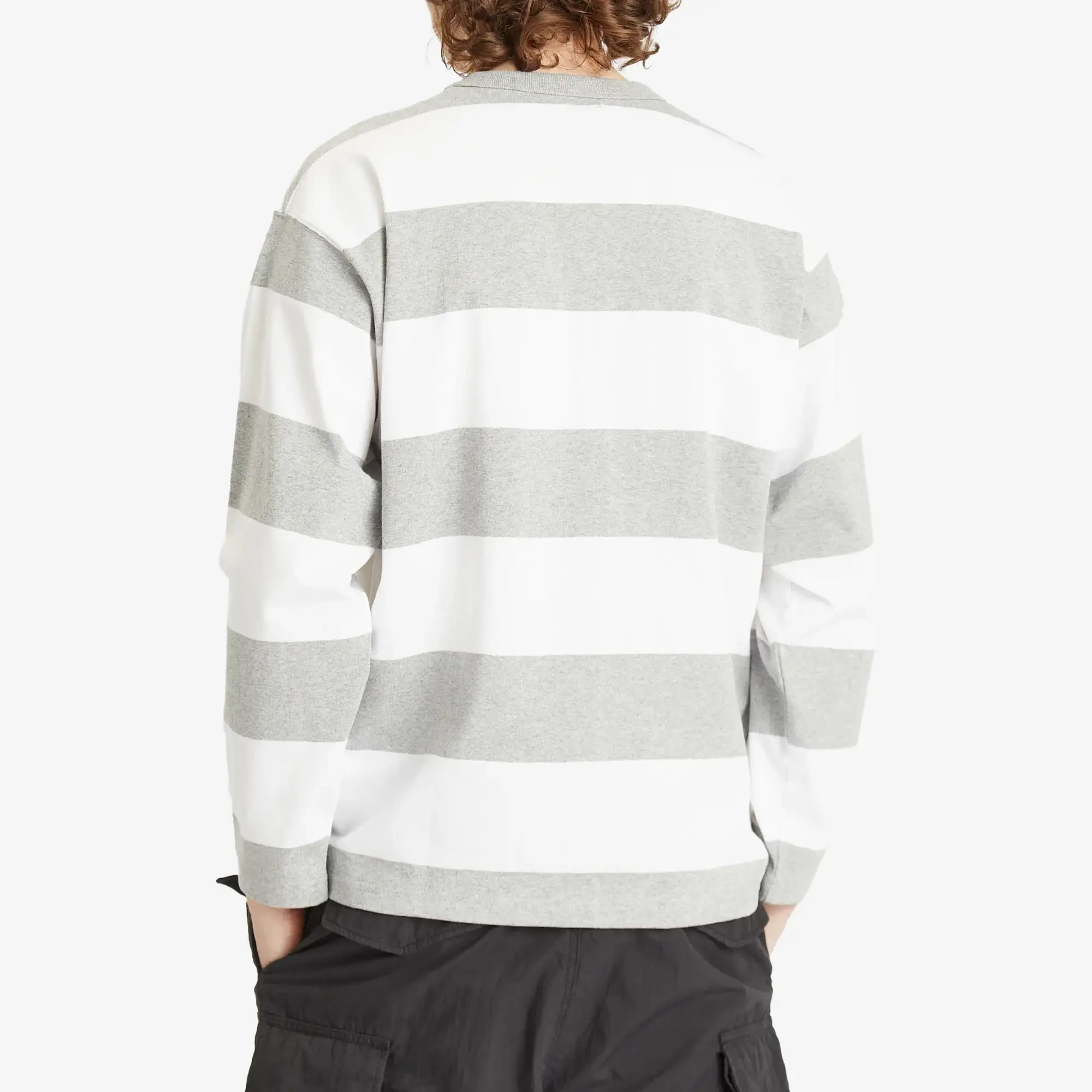 BEAMS Men's Block Stripe Long Sleeve T-Shirt Top Grey/White