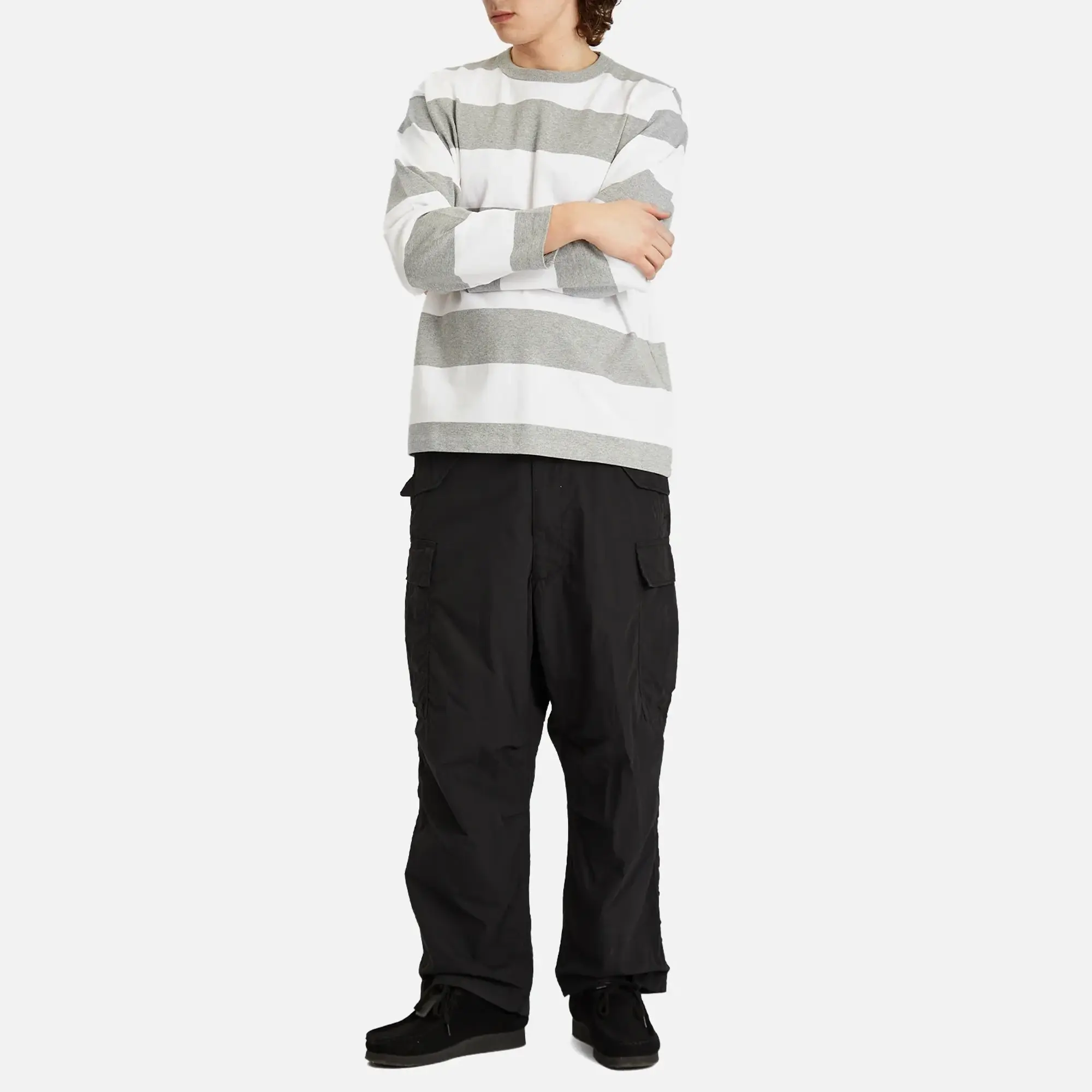 BEAMS Men's Big 6 Pocket Cargo Pants Black