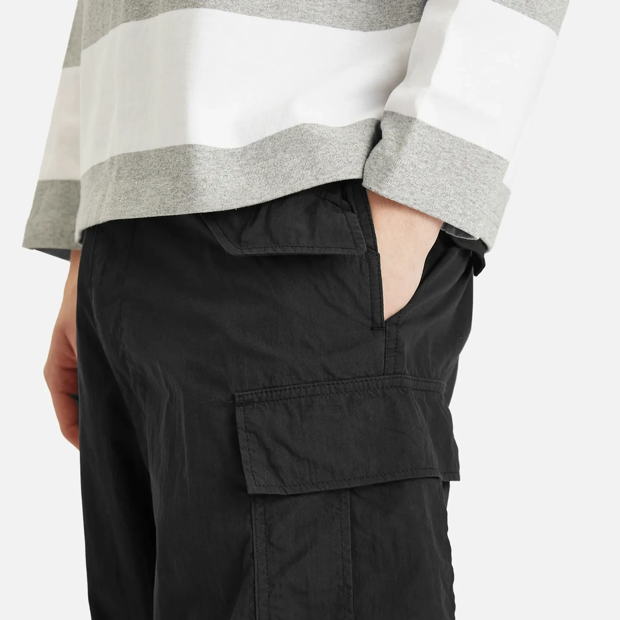 BEAMS Men's Big 6 Pocket Cargo Pants Black