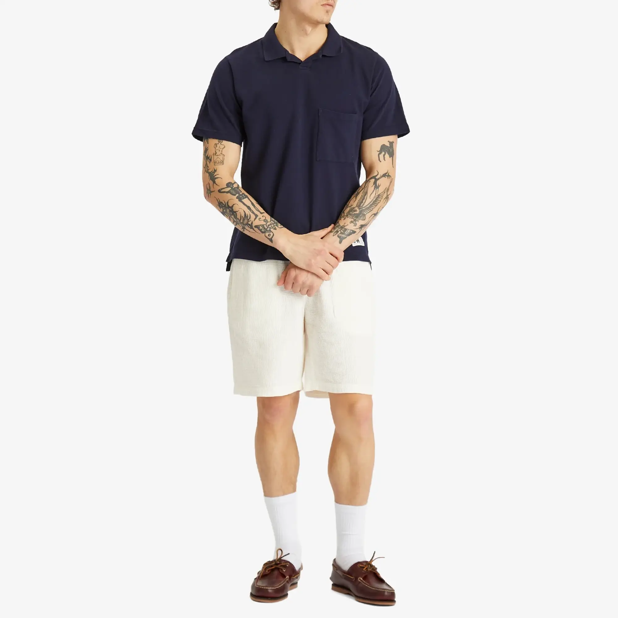 Universal Works Men's Pique Vacation Polo Bright Navy