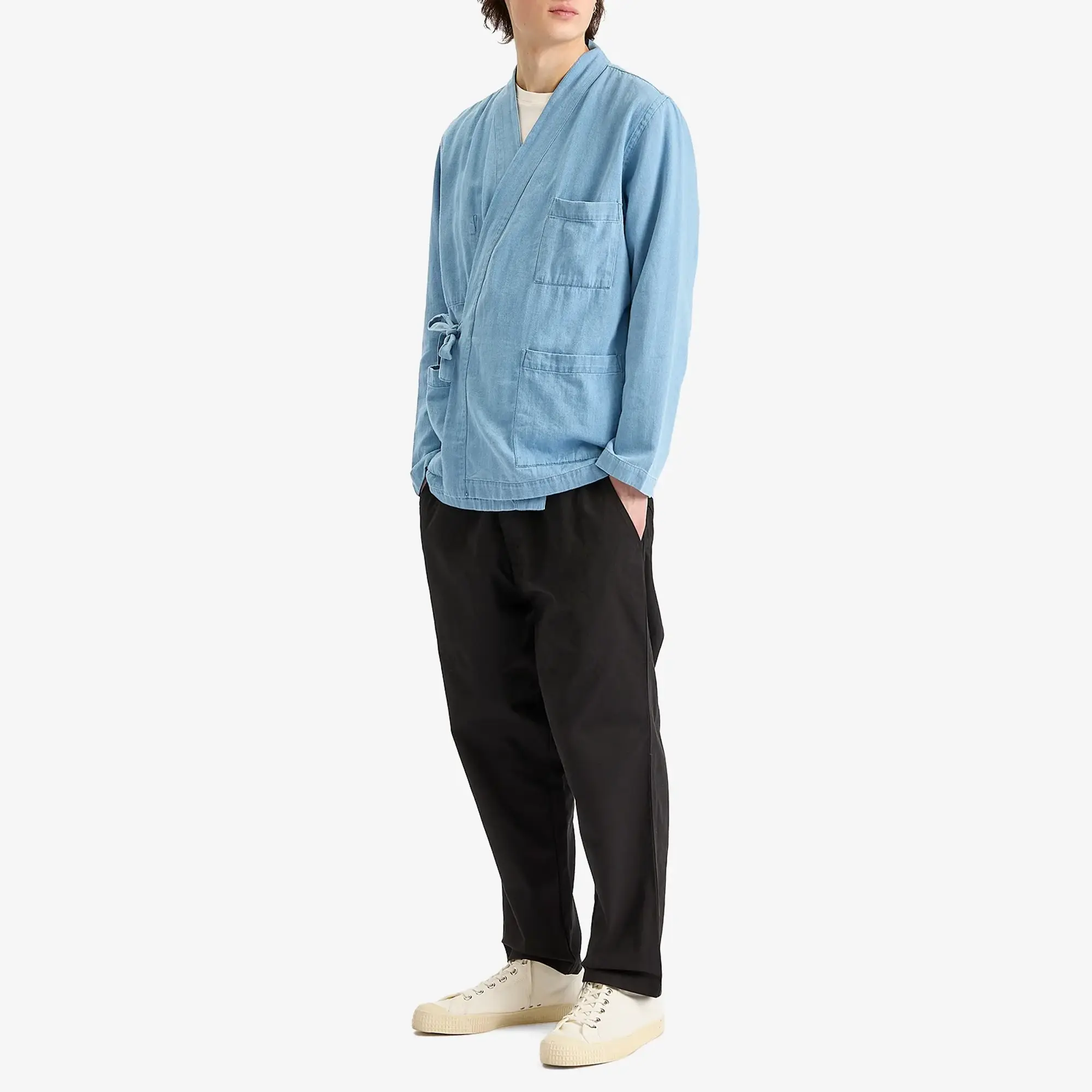 Universal Works Men's Herringbone Kyoto Work Jacket Washed Indigo