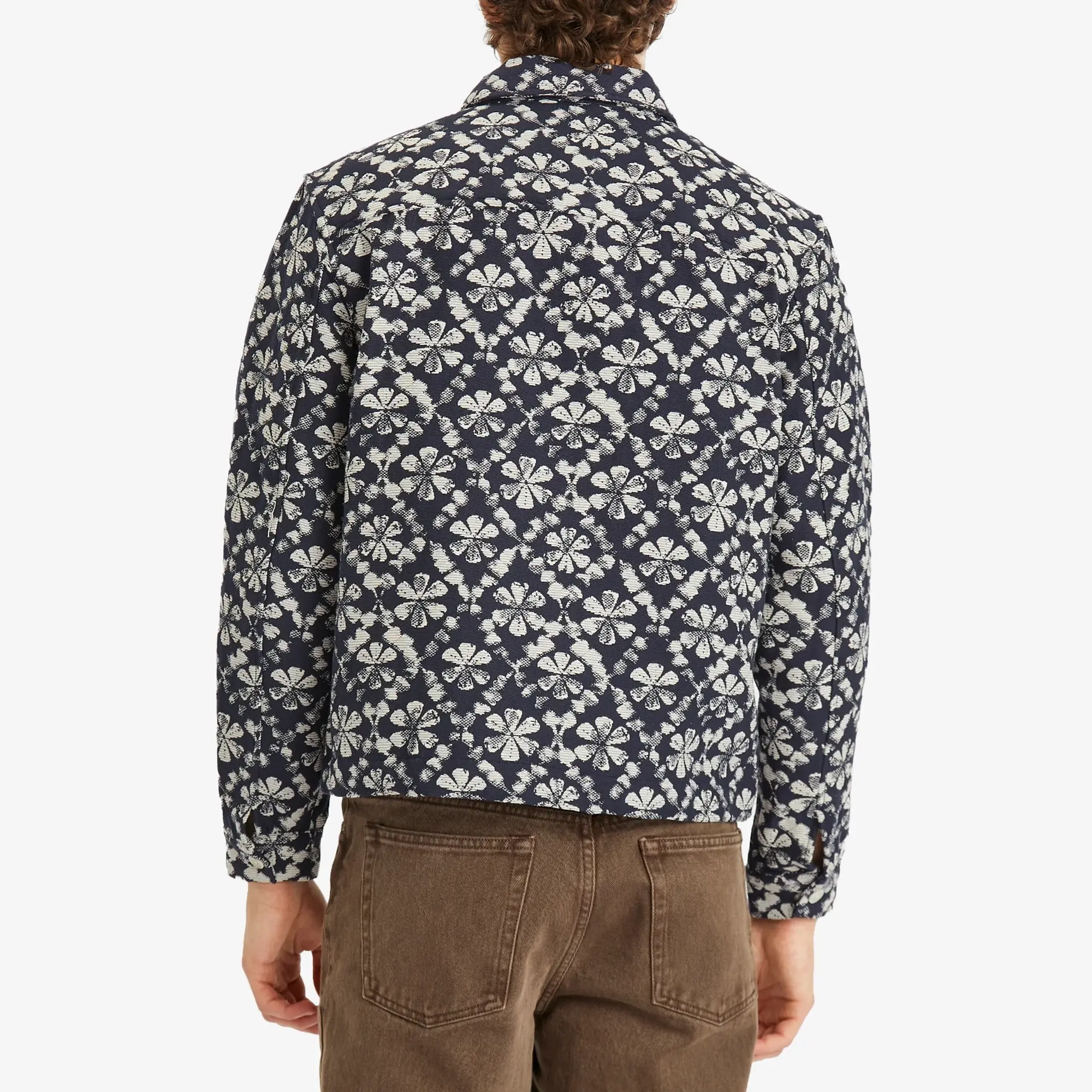 Wax London Men's Eldon Jacquard Flower Jacket Navy/Ecru