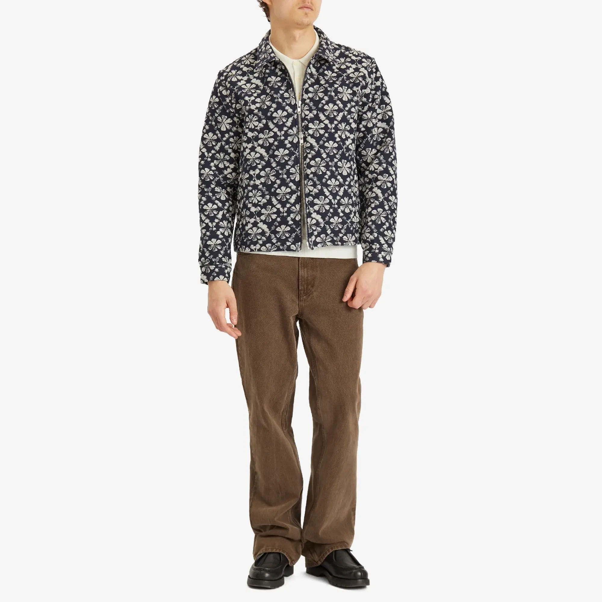Wax London Men's Eldon Jacquard Flower Jacket Navy/Ecru