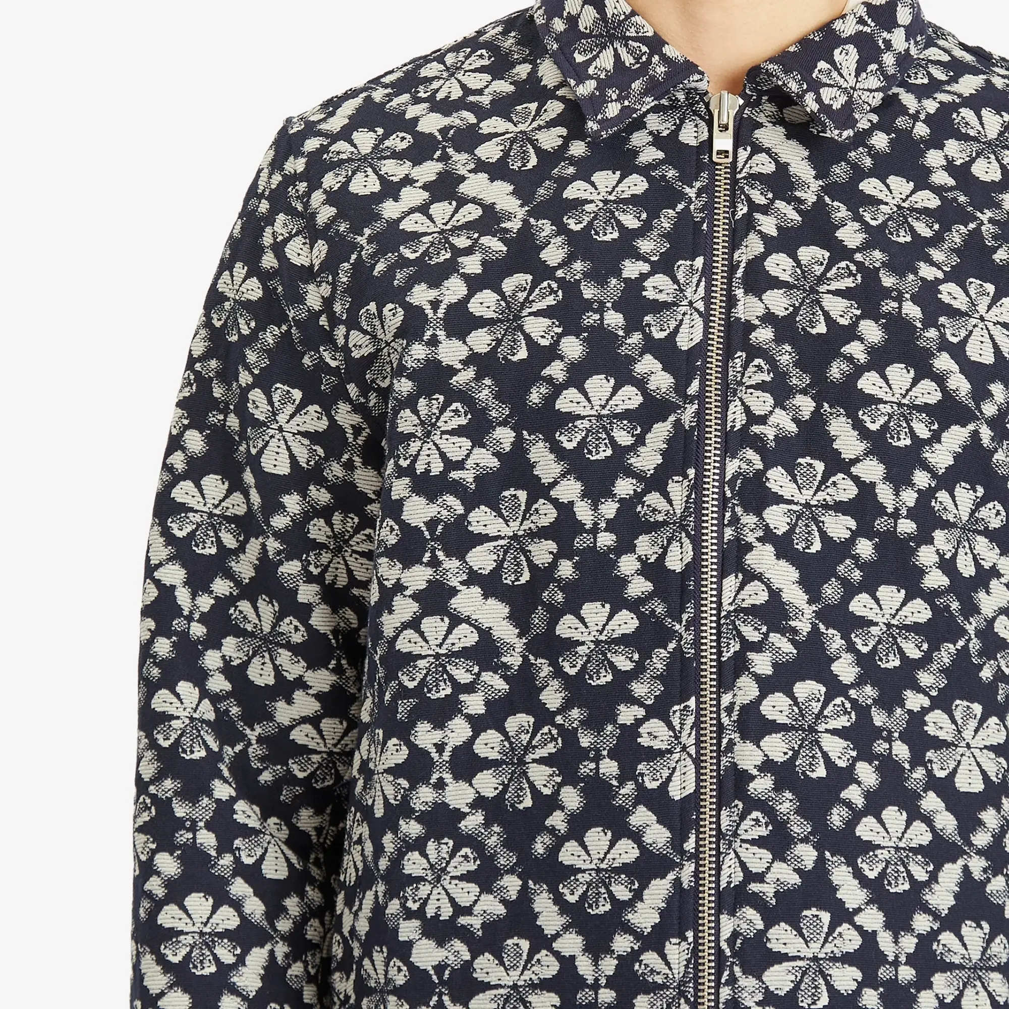 Wax London Men's Eldon Jacquard Flower Jacket Navy/Ecru