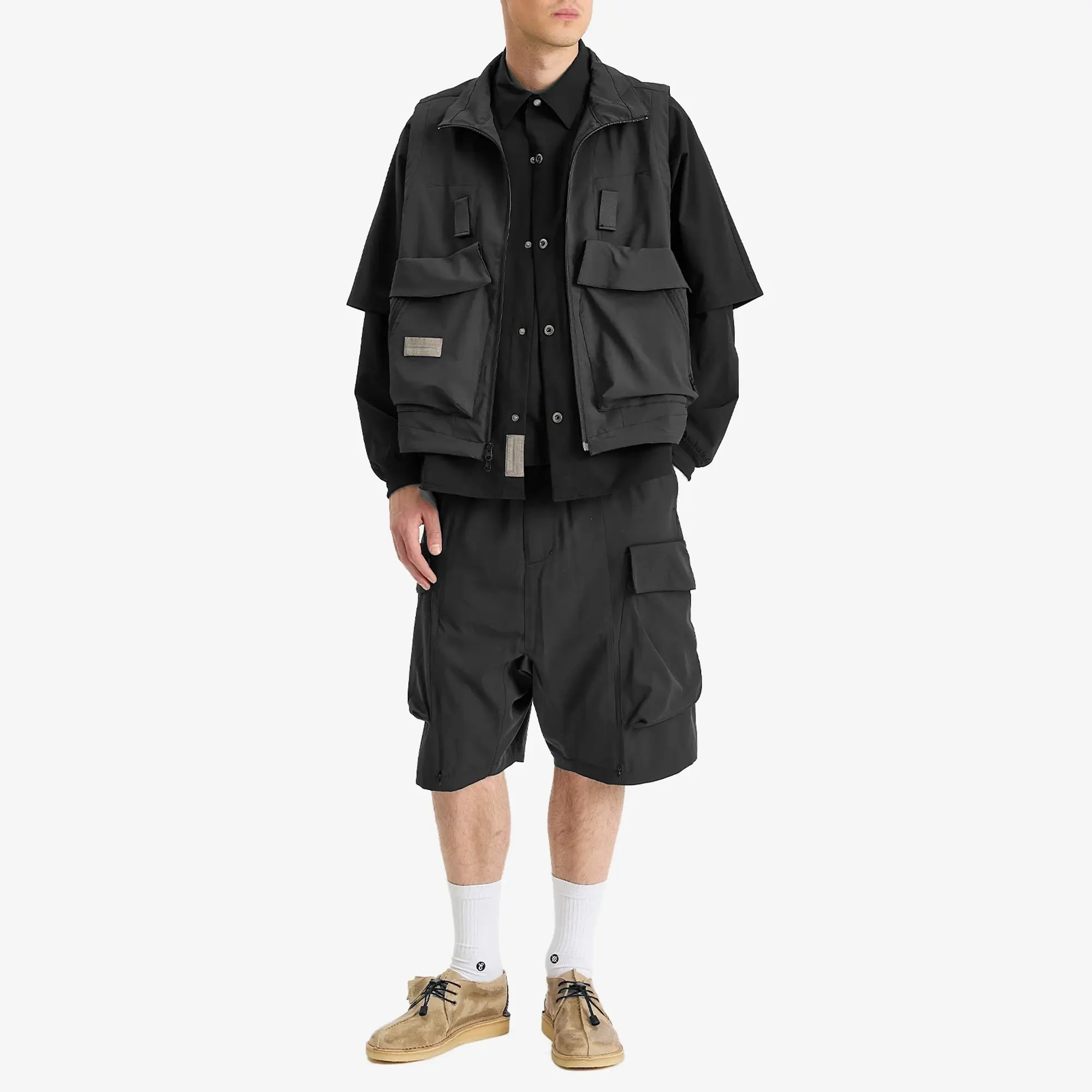 Poliquant Men's Deformed Cargo Pocket Jungle Trousers Black