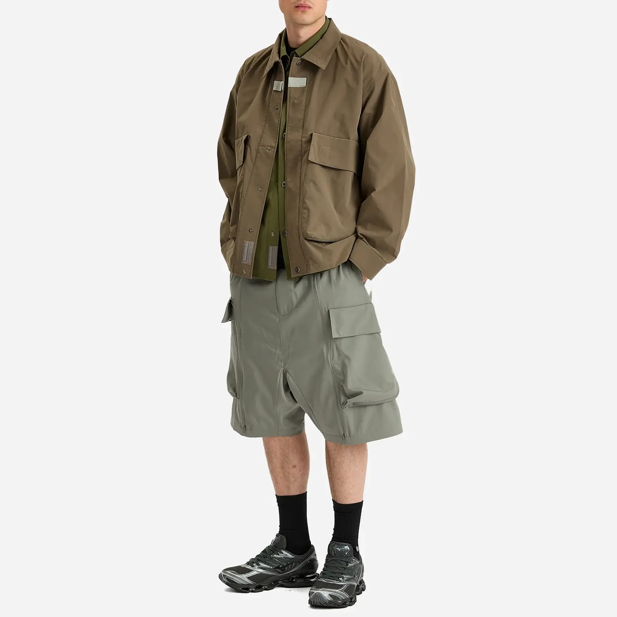 Poliquant Men's Deformed Cargo Pocket Jungle Trousers Sand Grey