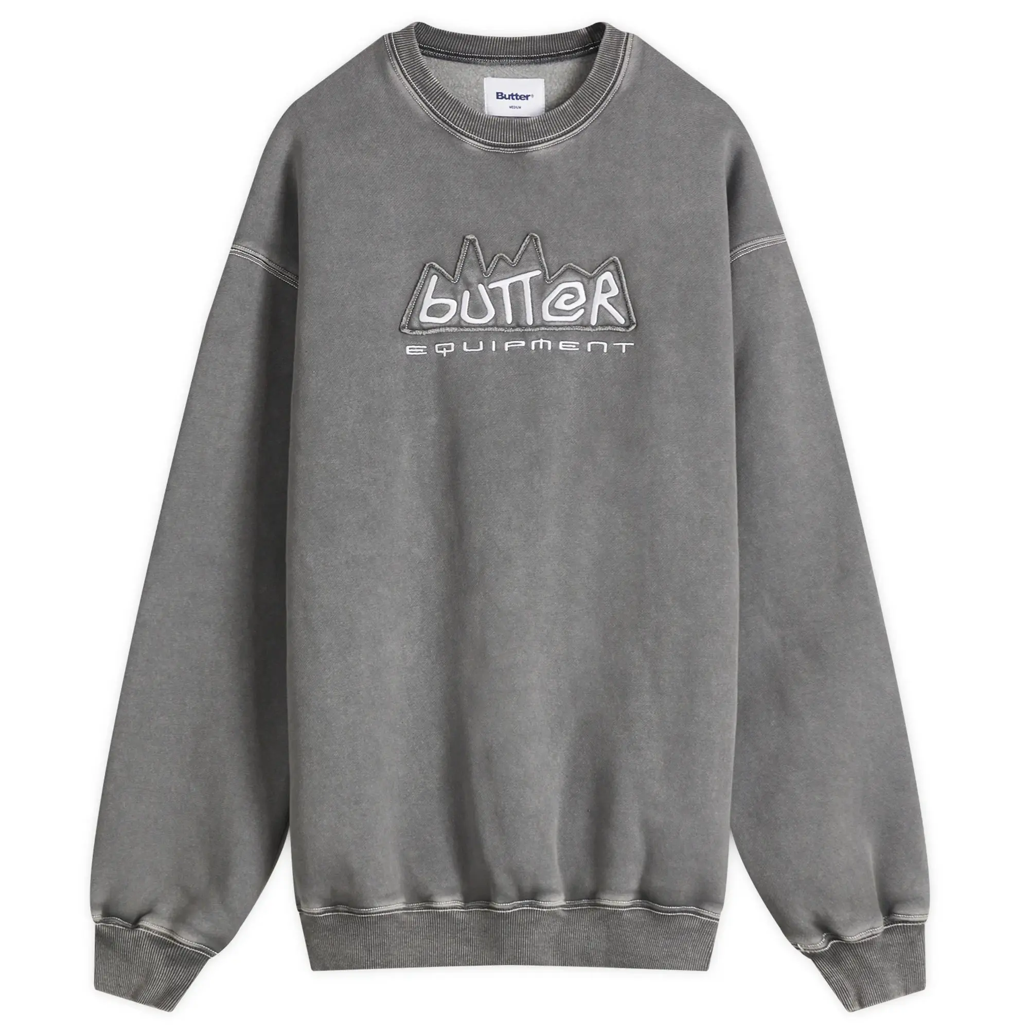Butter Goods Men's Equipment Applique Crew Sweatshirt Washed Black