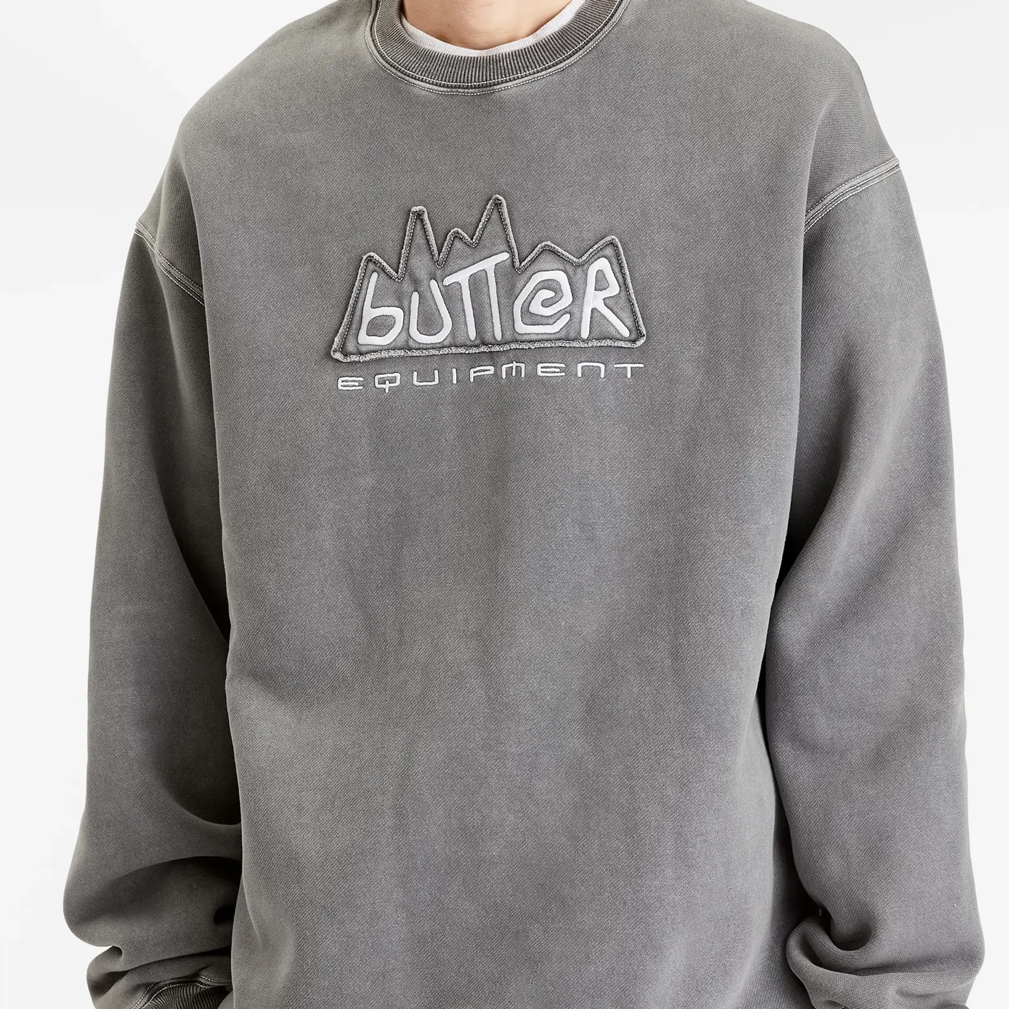 Butter Goods Men's Equipment Applique Crew Sweatshirt Washed Black