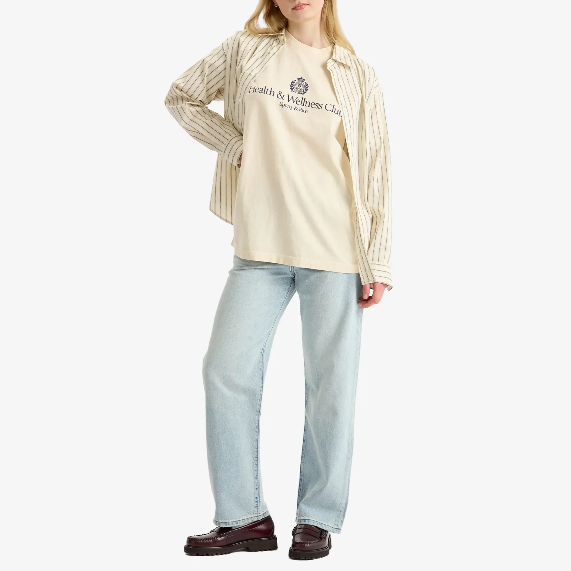 T-Shirt Sporty & Rich H&W Crest T-Shirt Cream Xs