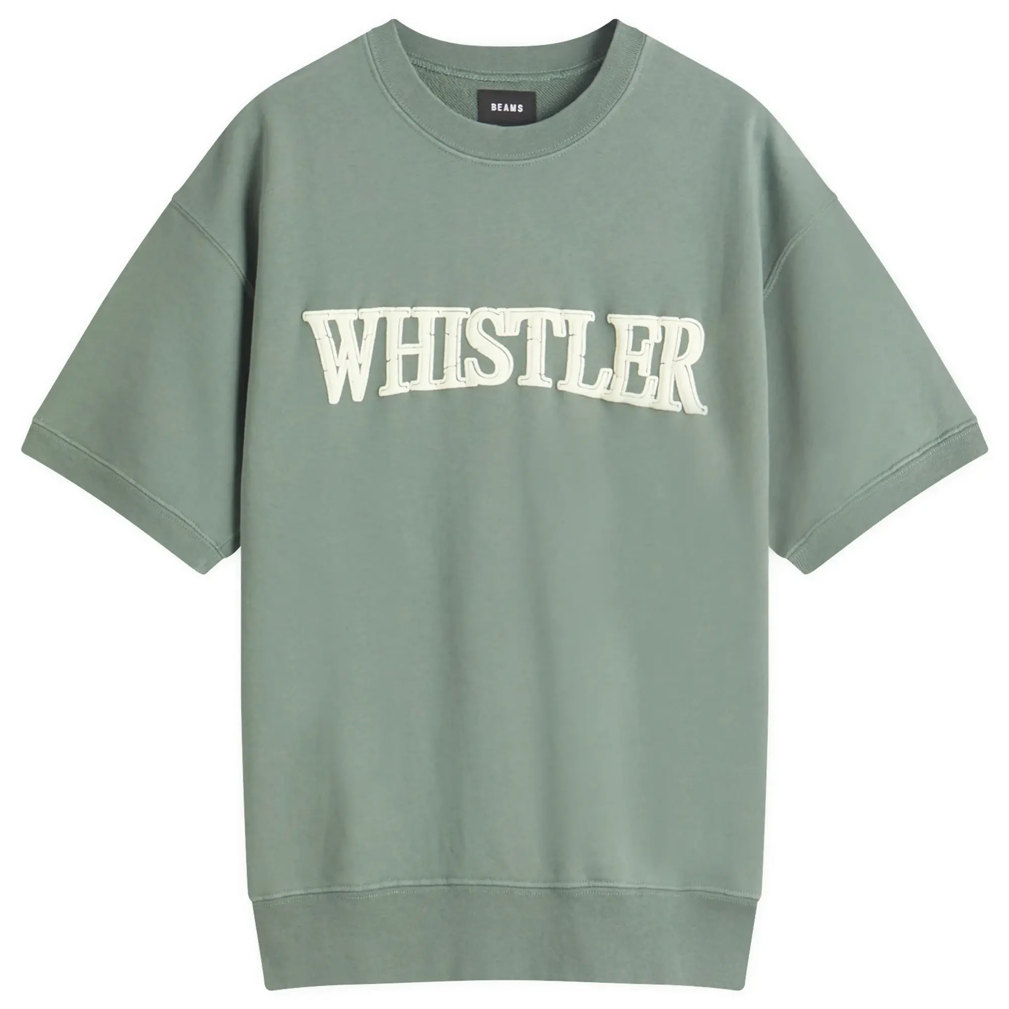 BEAMS Men's Print Short Sleeve Sweat Green
