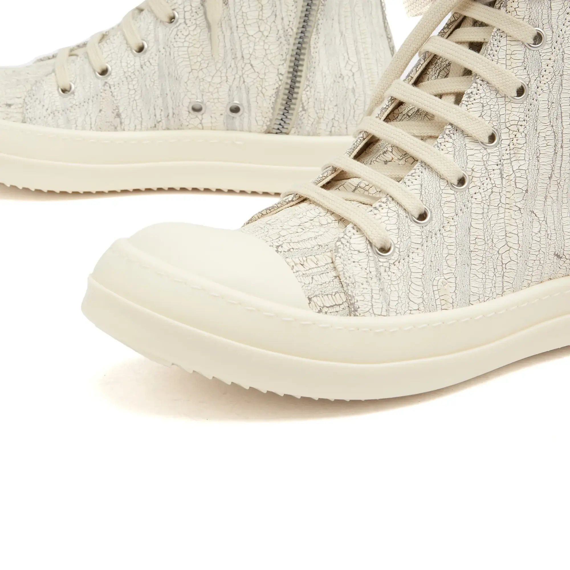 Rick Owens DRKSHDW Women's Denim Leather Sneakers Milk