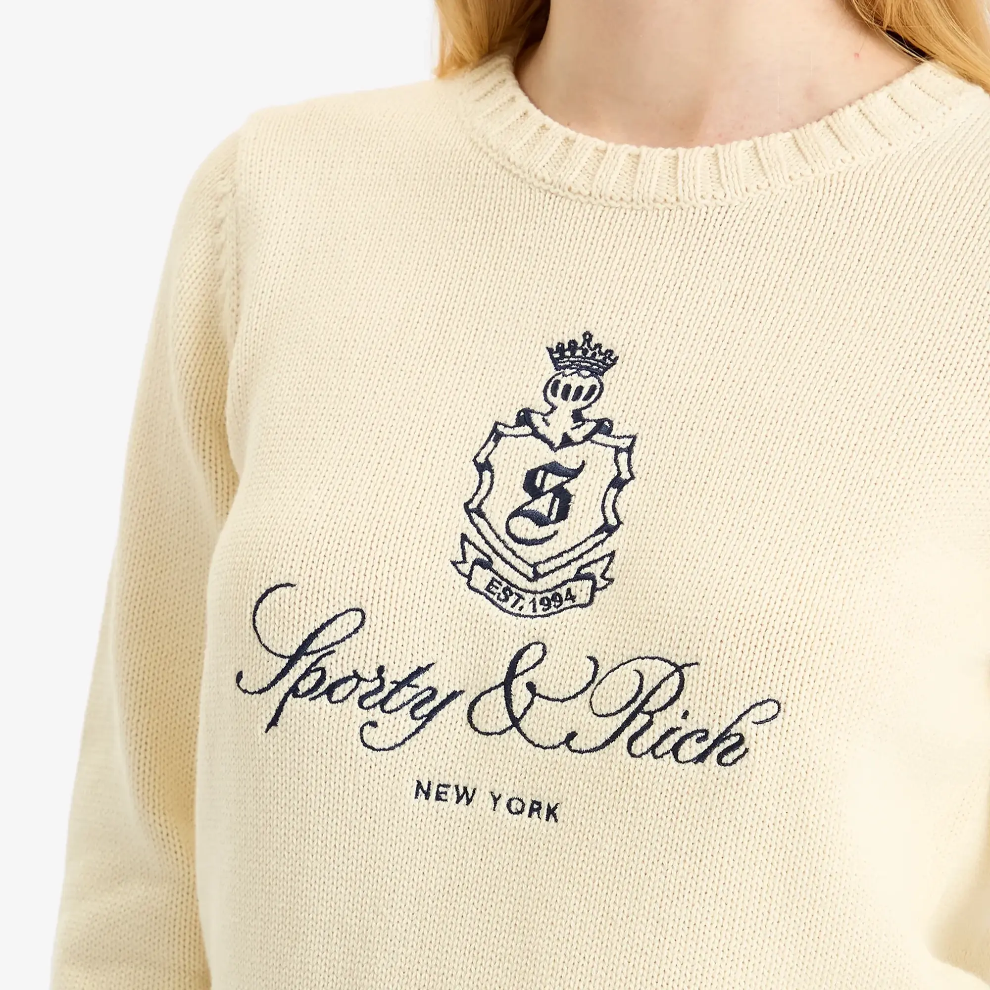 Sporty & Rich Women's Vendome Knitted Jumper Ecru