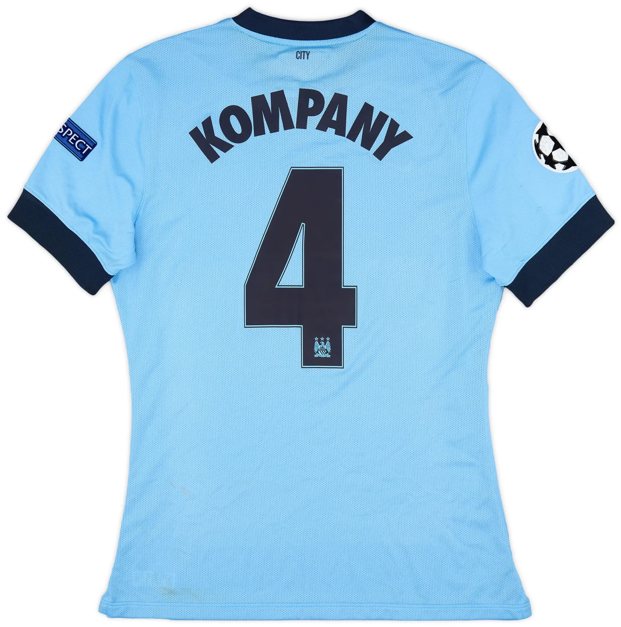 Nike 2014-15 Manchester City Match Issue Champions League Home Shirt Kompany #4