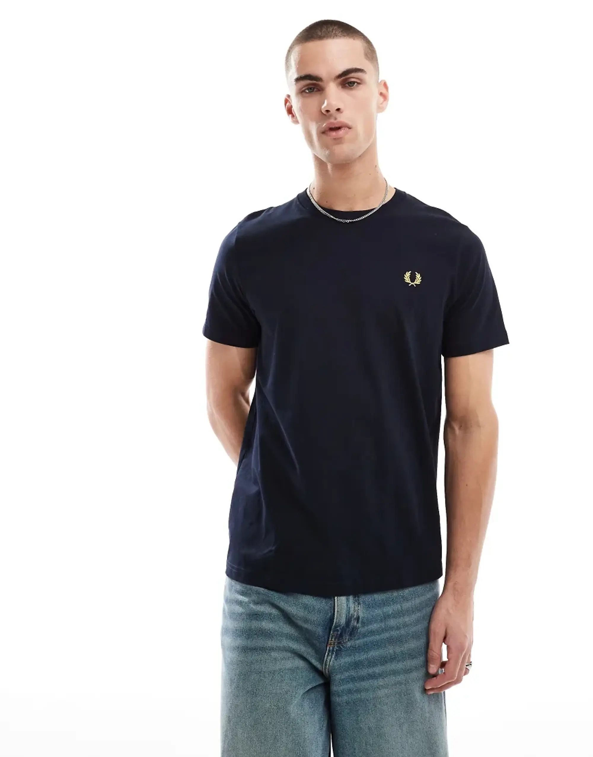 Fred Perry Twin Tipped T-Shirt In Dark Blue-Navy
