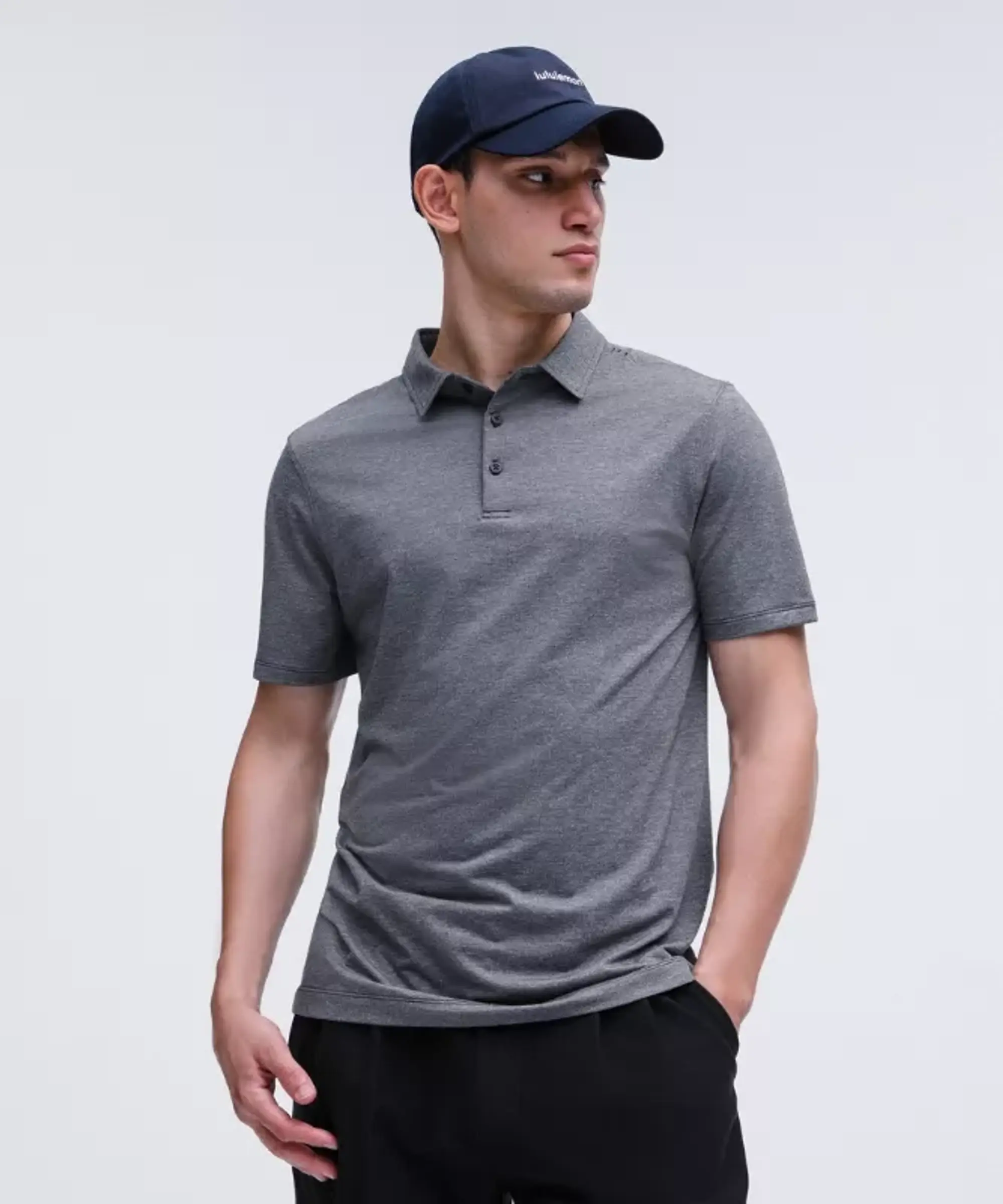 lululemon IE lululemon – Men's Evolution Short-Sleeve Polo Shirt – Color Black/Grey – Size XL