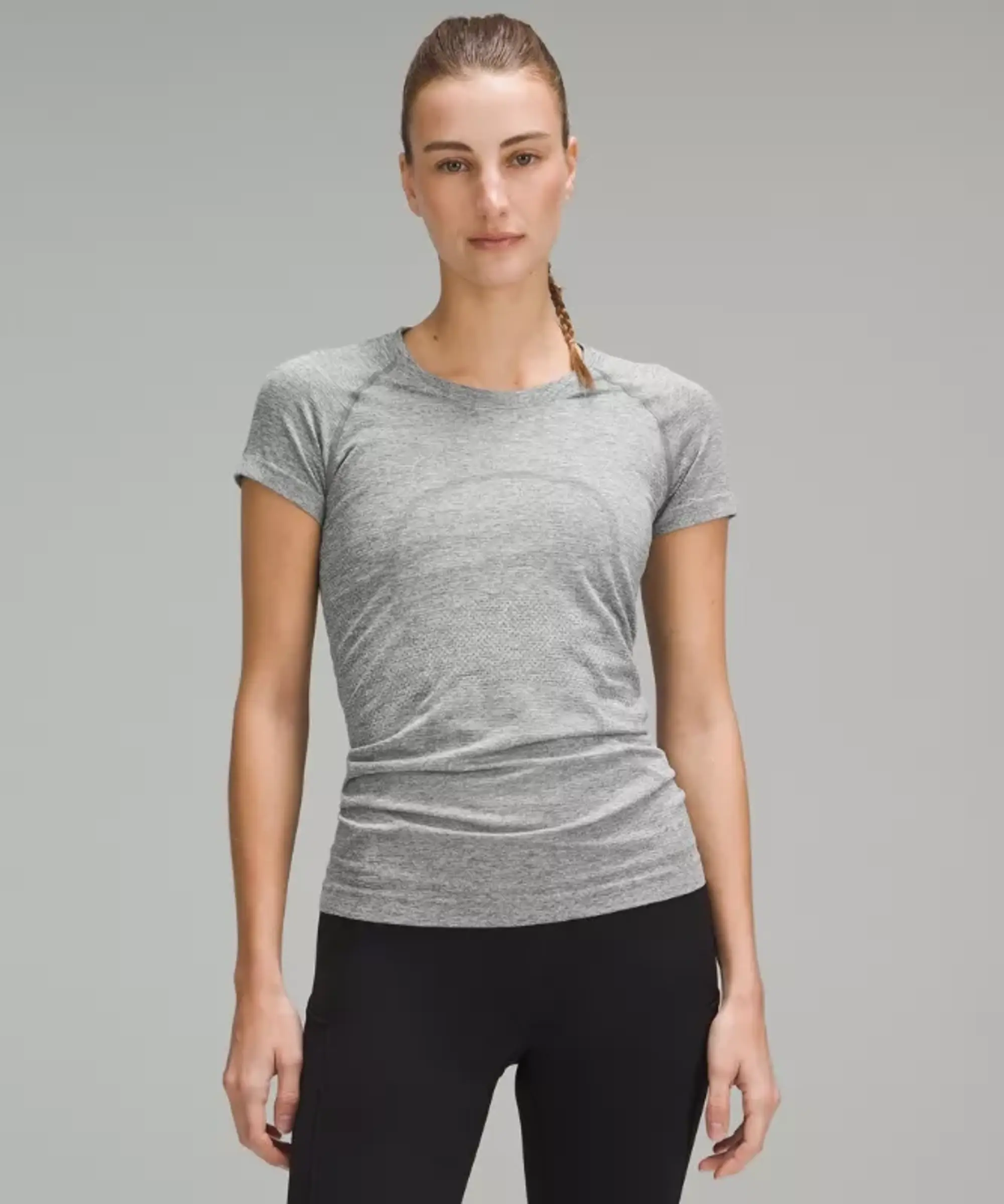 lululemon IE lululemon – Women's Swiftly Tech Short-Sleeve Shirt 2.0 Hip Length – Color White/Grey – Size 20