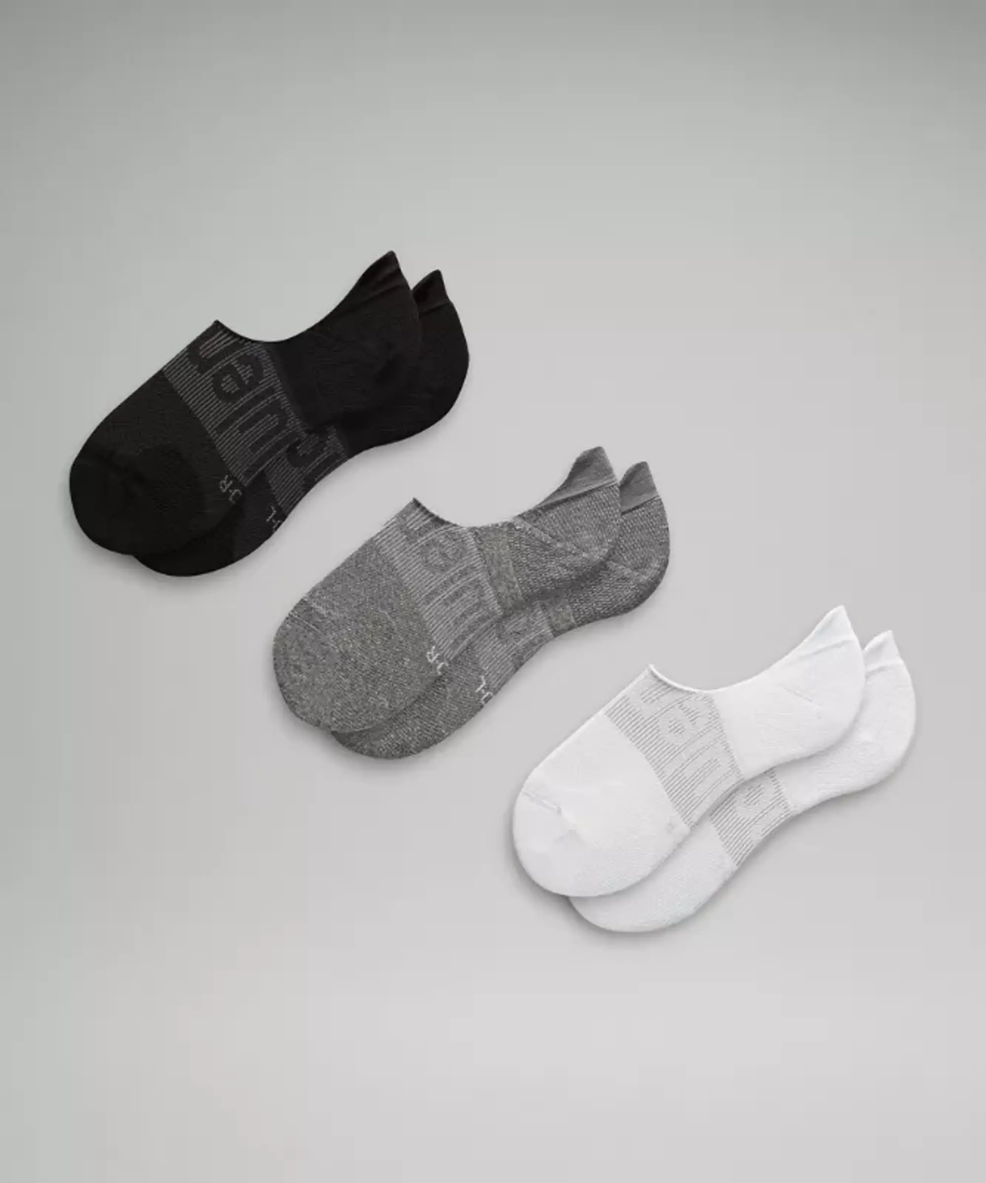 lululemon IE lululemon – Women's Power Stride No-Show Socks with Active Grip 3 Pack – Color White/Grey/Black – Size S