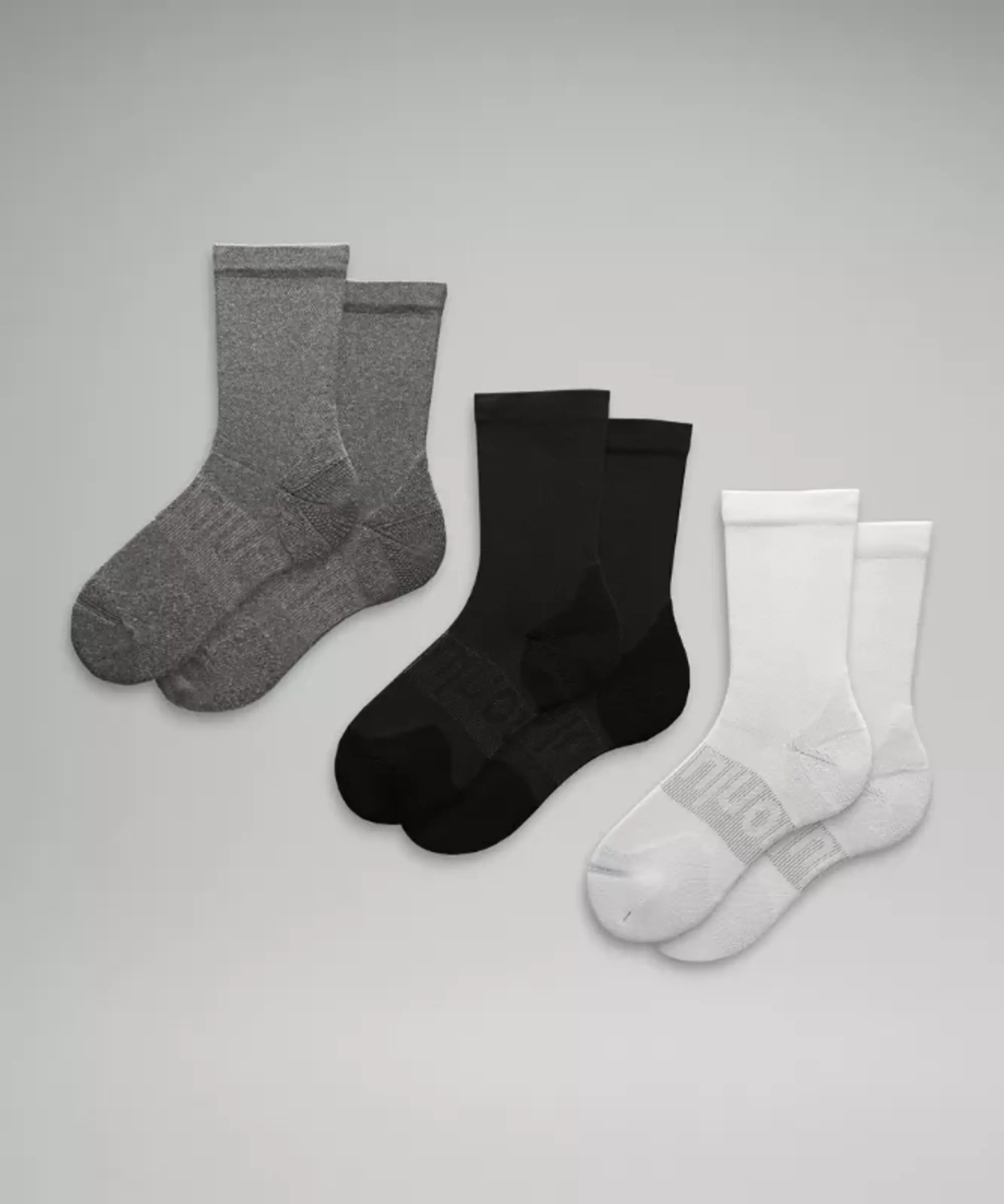 lululemon IE lululemon – Women's Power Stride Crew Socks 3 Pack – Color White/Grey/Black – Size M
