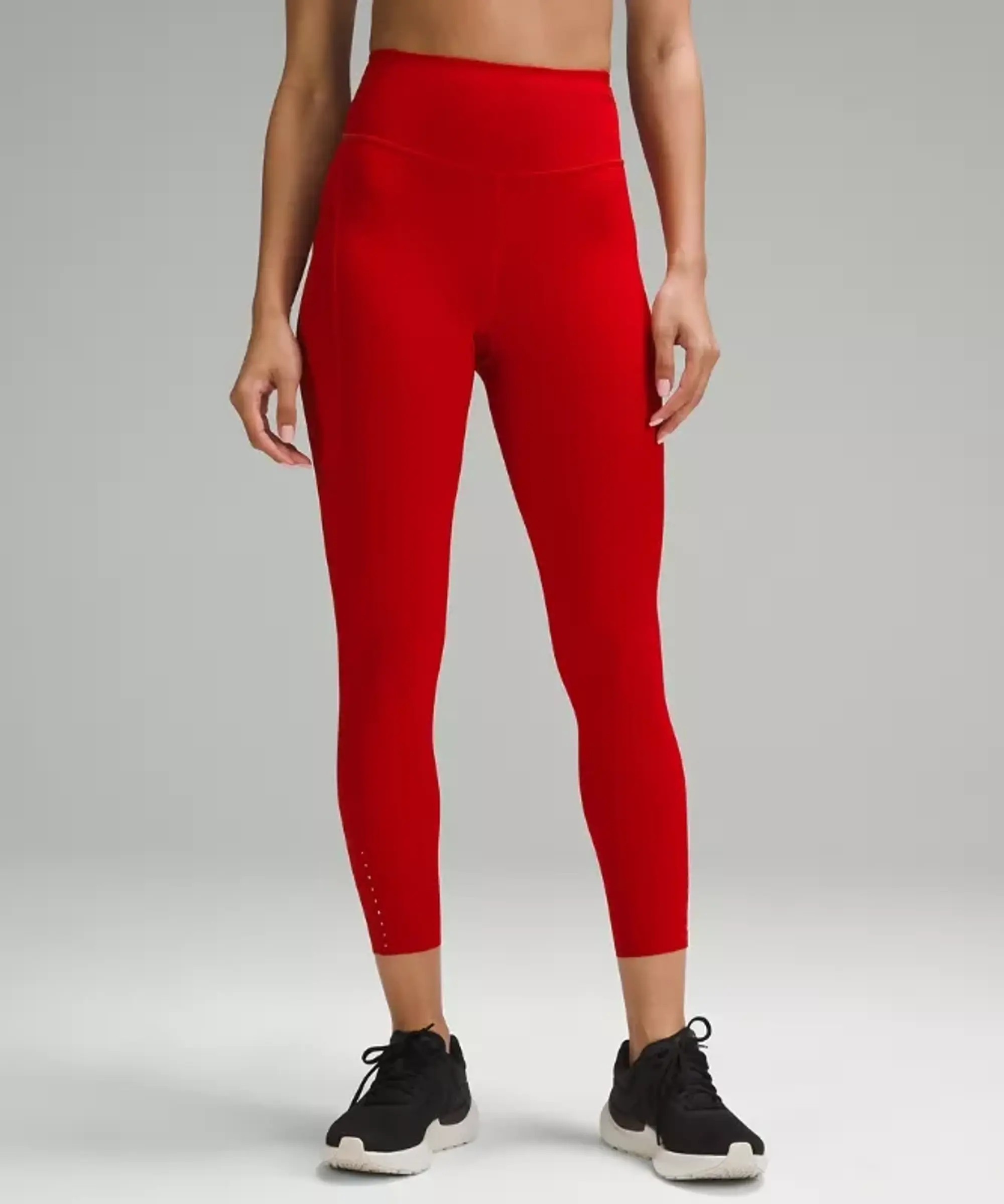 lululemon IE lululemon – Women's Fast and Free High-Rise Tight Leggings 25” Pockets – Color Dark Red/Neon/Red – Size 8