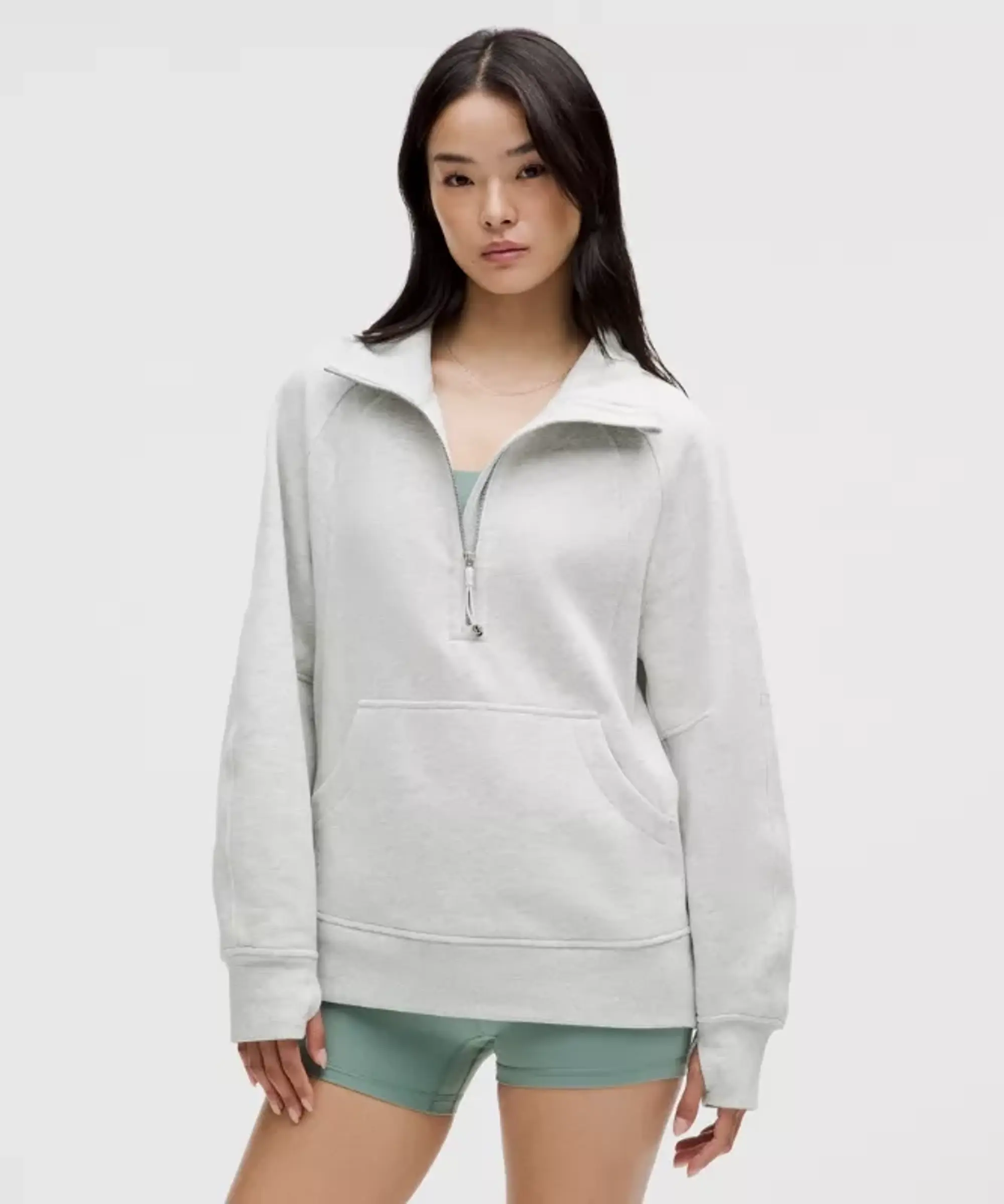 lululemon IE lululemon – Women's Scuba Oversized Funnel-Neck Half Zip Sweatshirt Long – Color Light Grey/Grey – Size XS/S