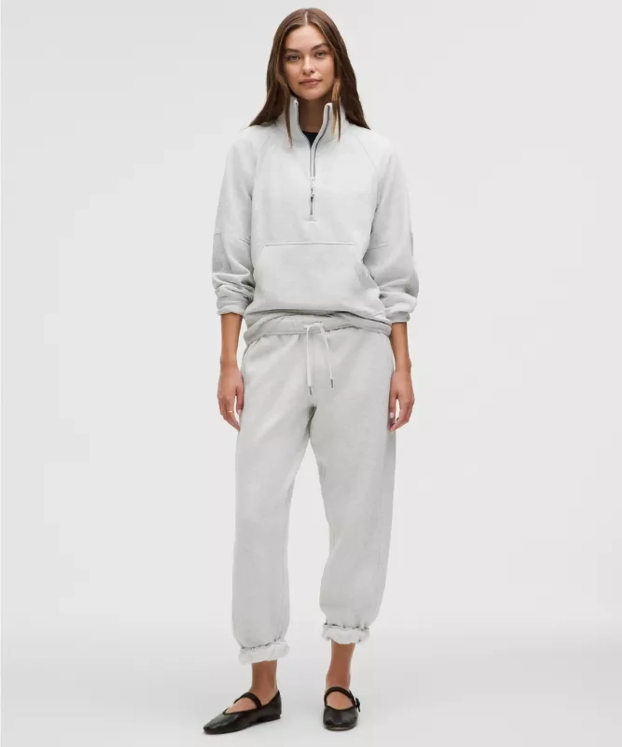 lululemon IE lululemon – Women's Scuba Oversized Funnel-Neck Half Zip Sweatshirt Long – Color Light Grey/Grey – Size XS/S
