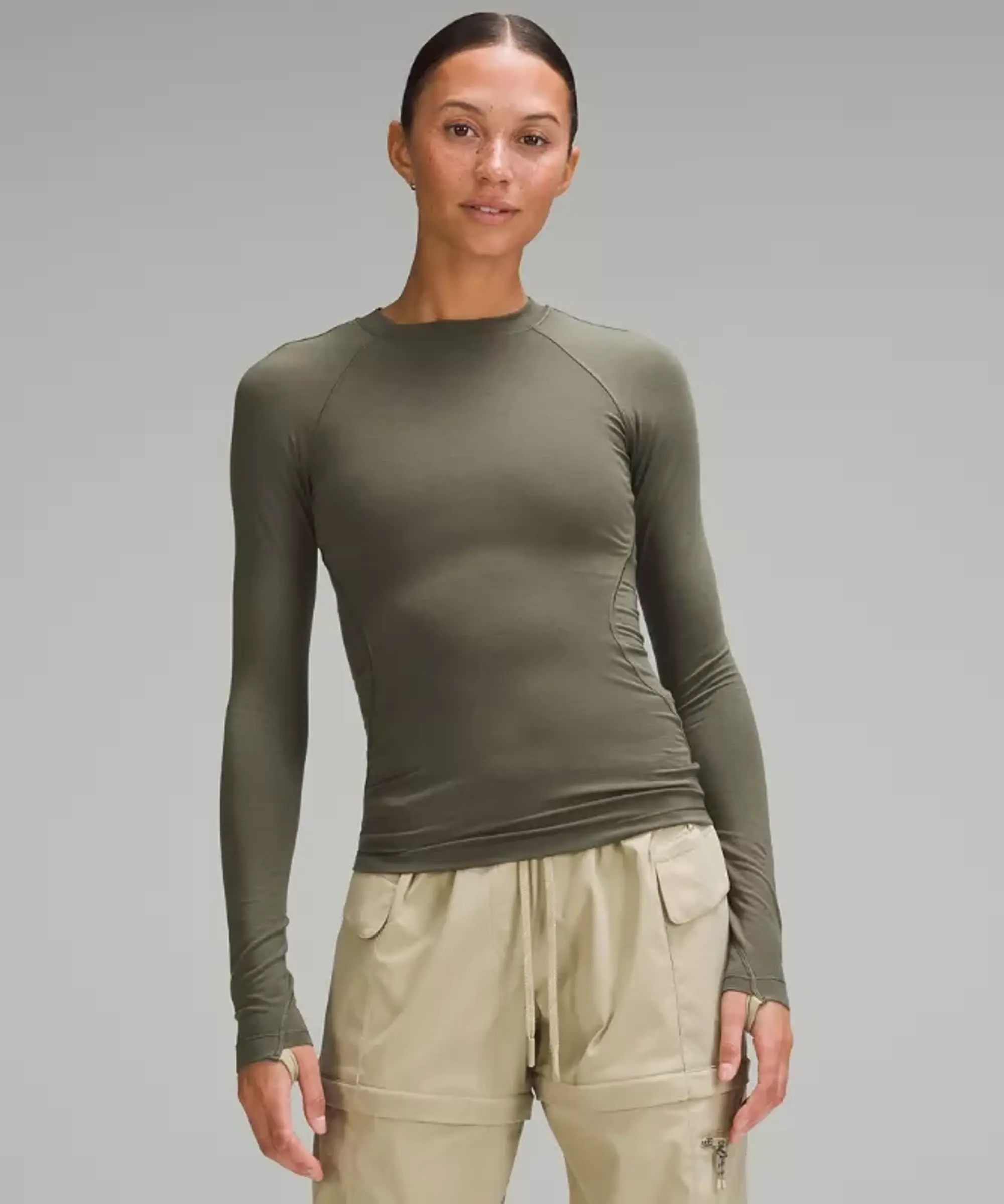 lululemon IE lululemon – Women's Long-Sleeve Crewneck Base Layer – Color Green/Khaki – Size 8