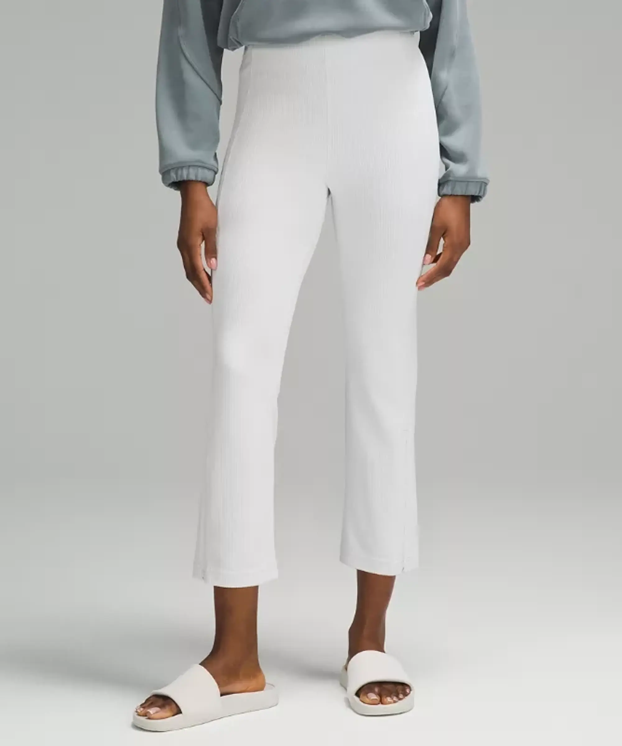 lululemon IE lululemon – Women's Ribbed Softstreme Zip-Leg High-Rise Cropped Pants – 25 – Color White – Size 8