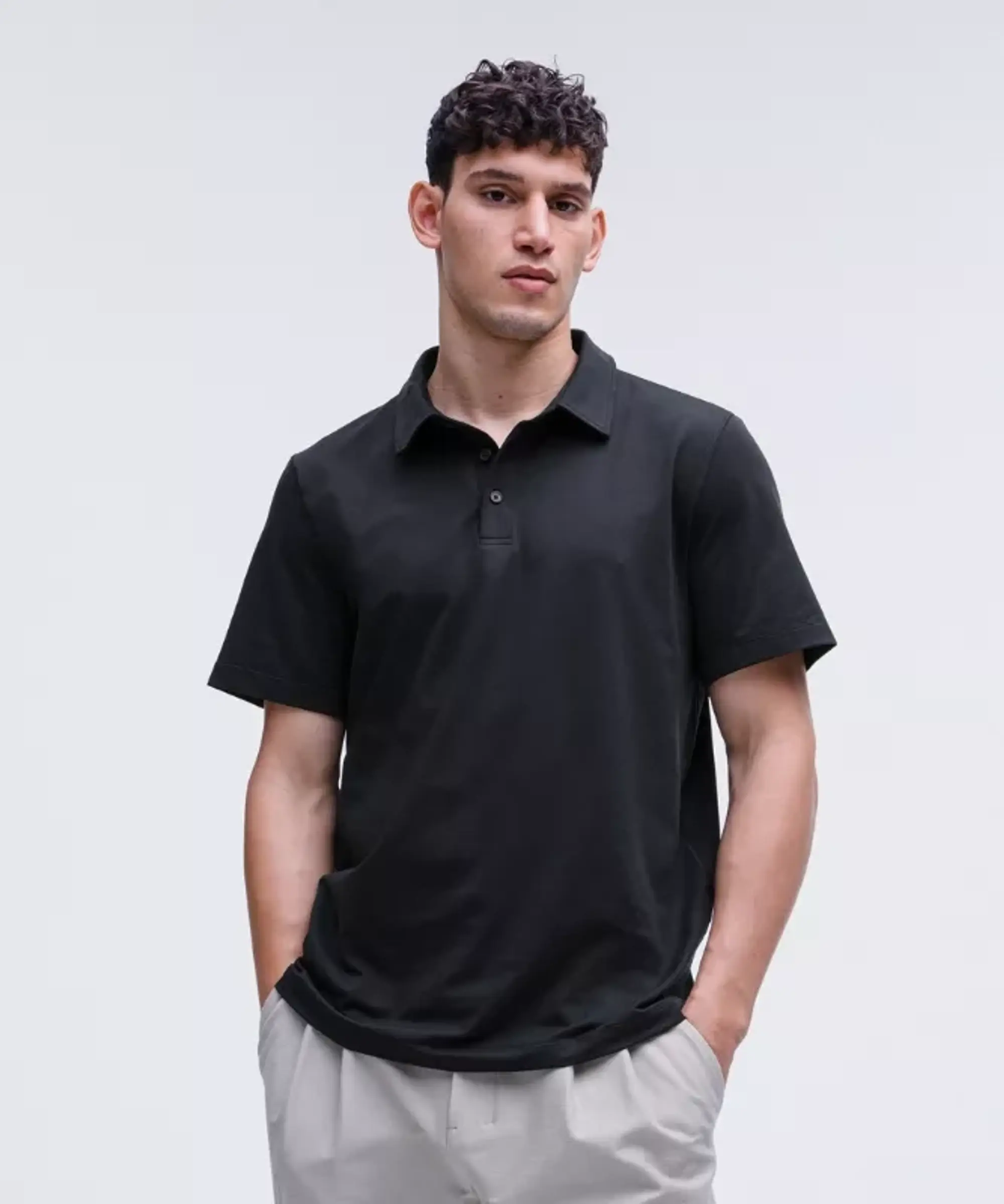 lululemon IE lululemon – Men's Soft Jersey Short-Sleeve Polo Shirt – Color Black – Size 2XL