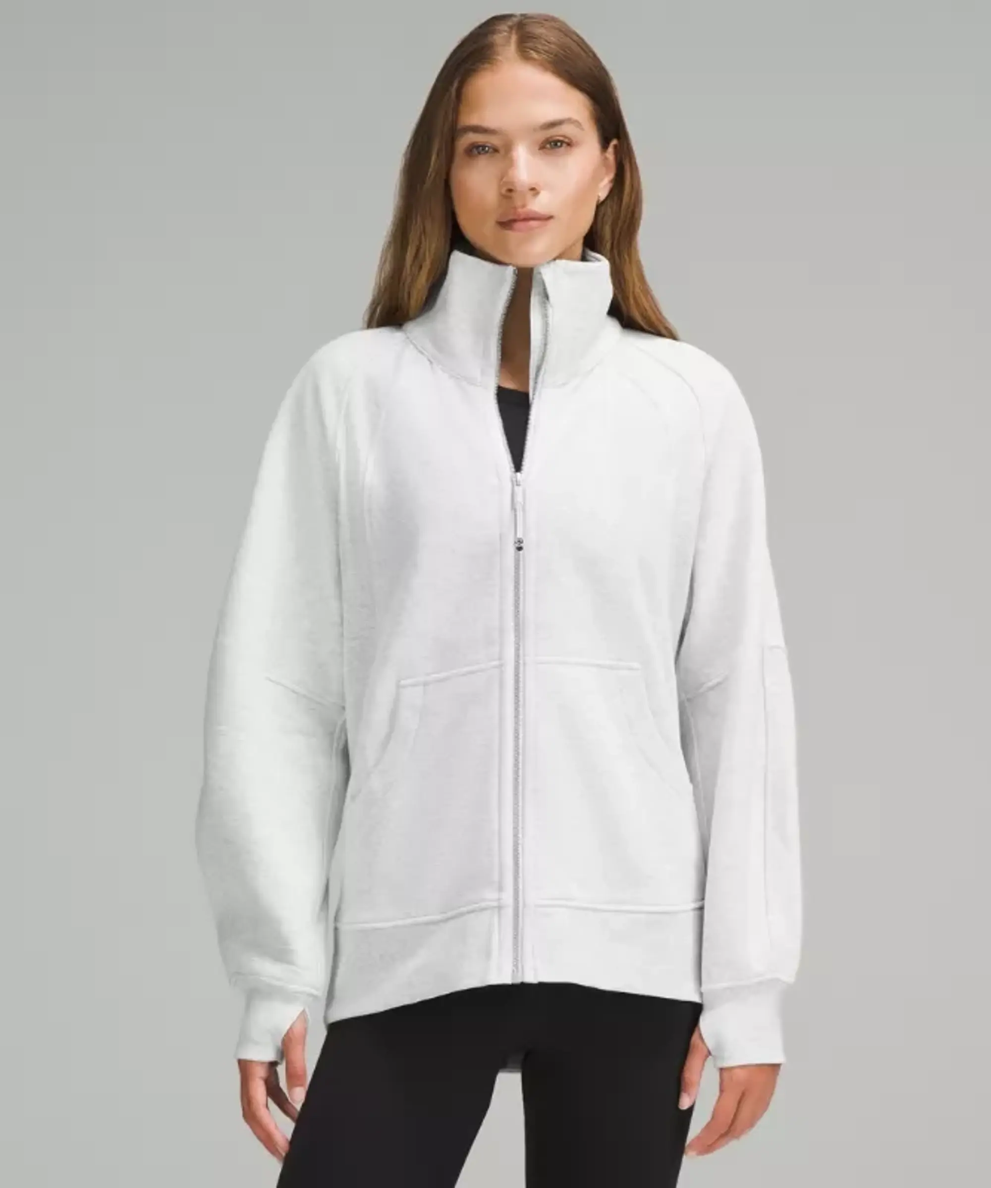 lululemon IE lululemon – Women's Scuba Oversized Funnel-Neck Full Zip Hoodie – Color Light Grey/Grey – Size XS/S