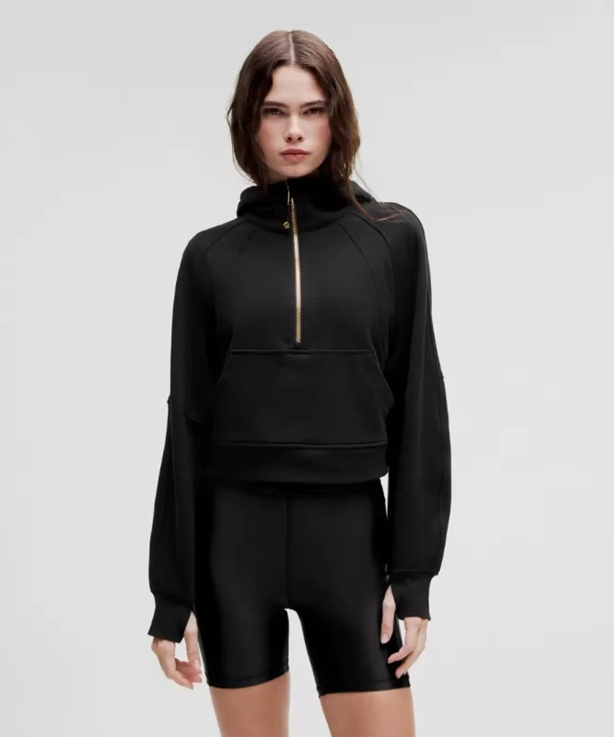 lululemon IE lululemon – Women's Scuba Oversized Half-Zip Hoodie – Color Black/Gold – Size XL/2XL