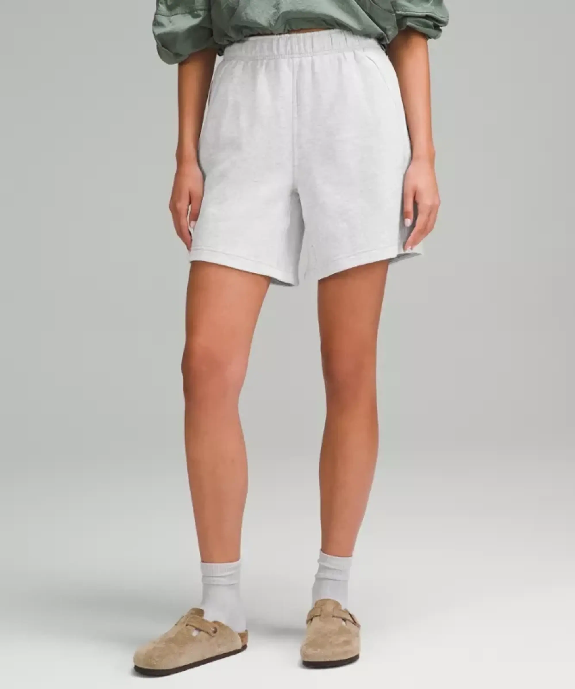 lululemon IE lululemon – Women's Scuba Mid-Rise Oversized Shorts – 7 – Color Light Grey/Grey – Size XS