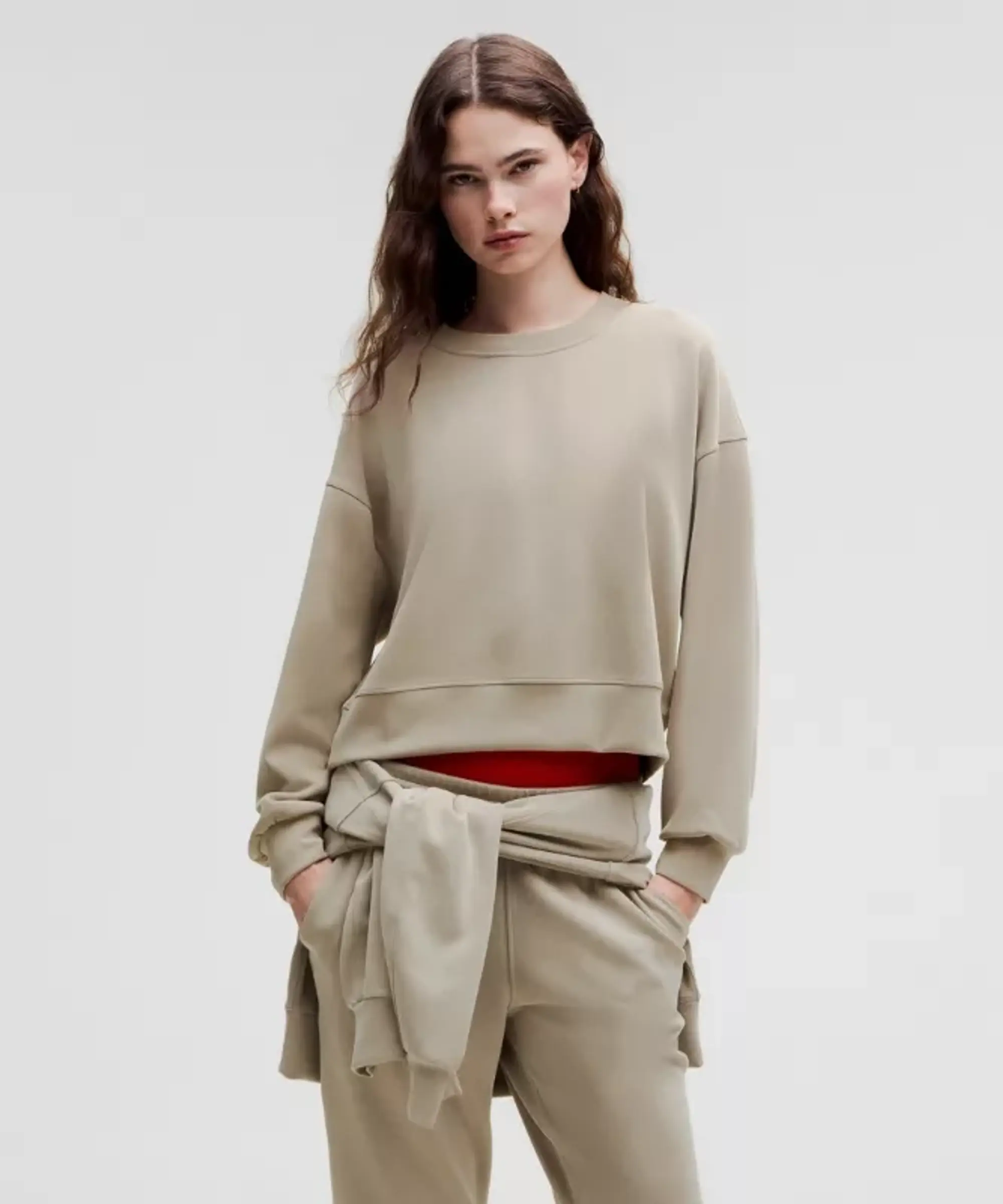 lululemon IE lululemon – Women's Softstreme Perfectly Oversized Cropped Crew Sweatshirt – Color White – Size 8