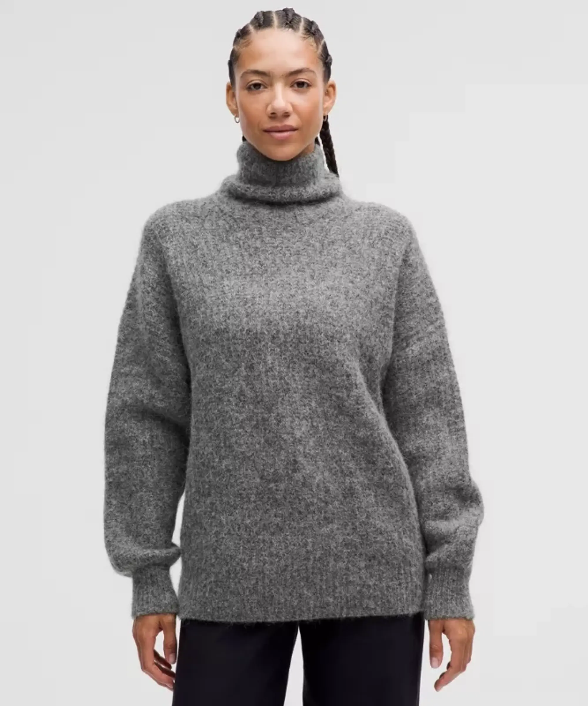 lululemon IE lululemon – Women's Alpaca Funnel-Neck Sweater – Color Grey/Black – Size XL