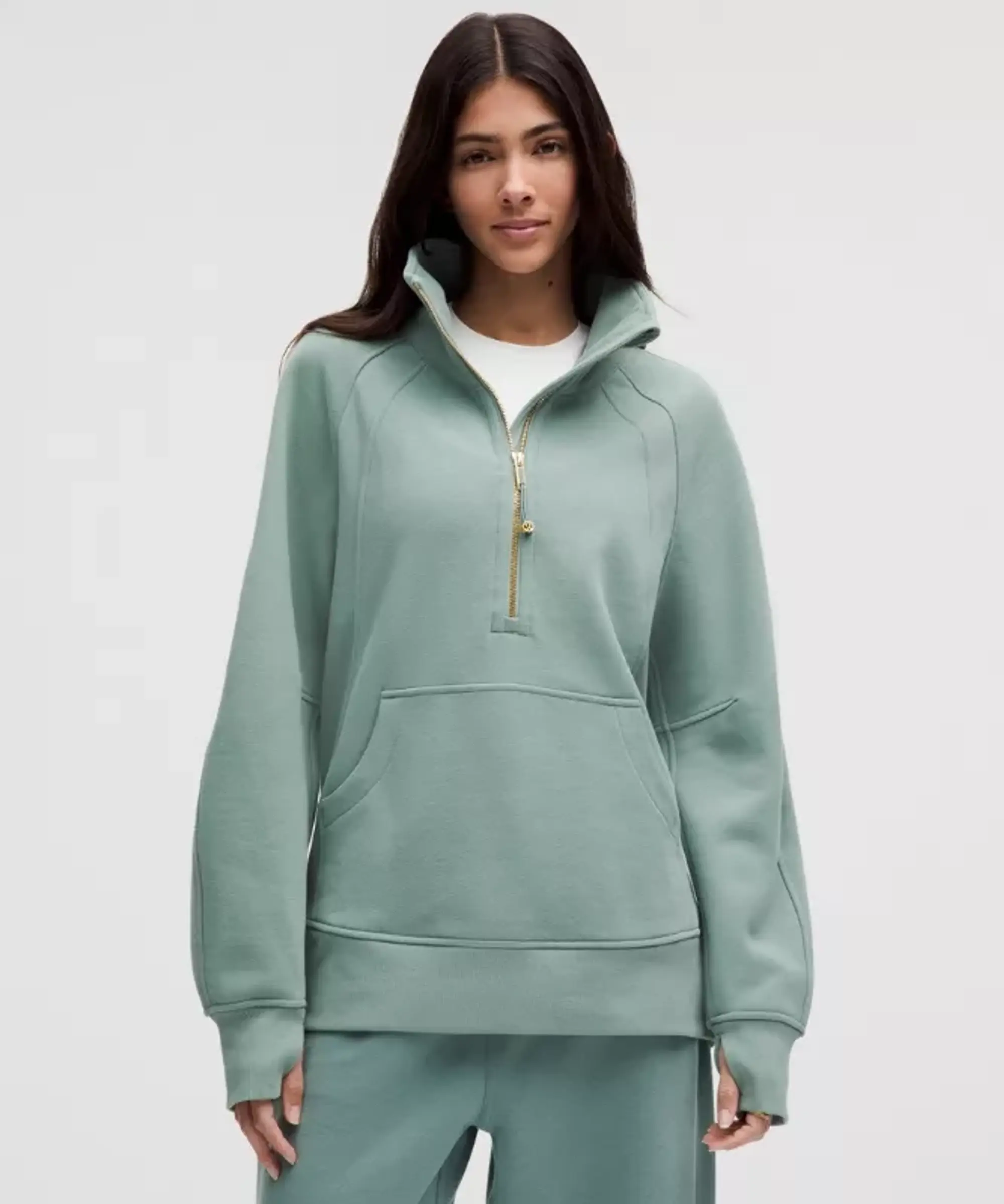 lululemon IE lululemon – Women's Scuba Oversized Funnel-Neck Half Zip Sweatshirt Long – Color Blue/Gold – Size XS/S
