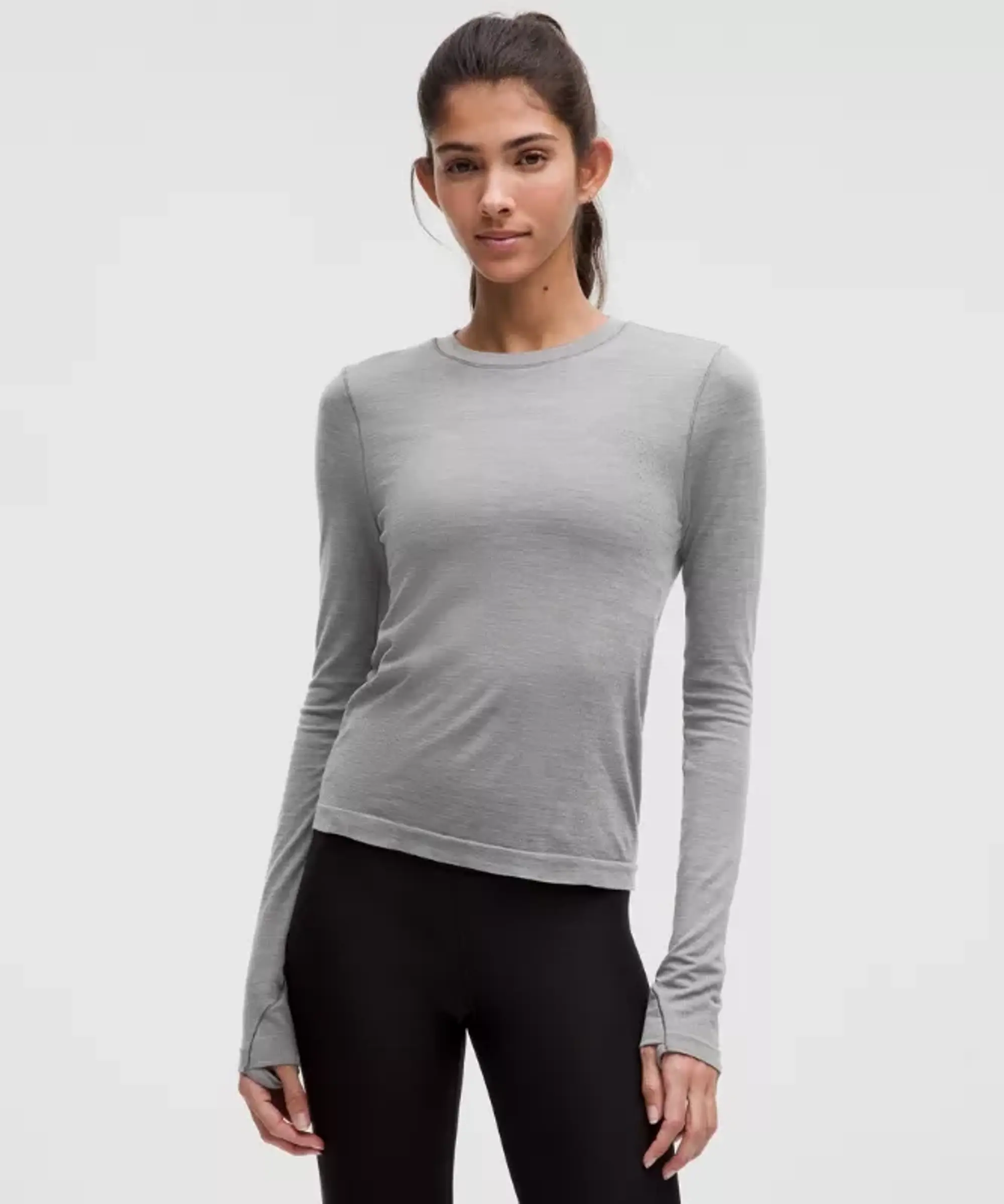 lululemon IE lululemon – Women's Swiftly Long-Sleeve Shirt Waist Length – Color White/Grey – Size 3XS