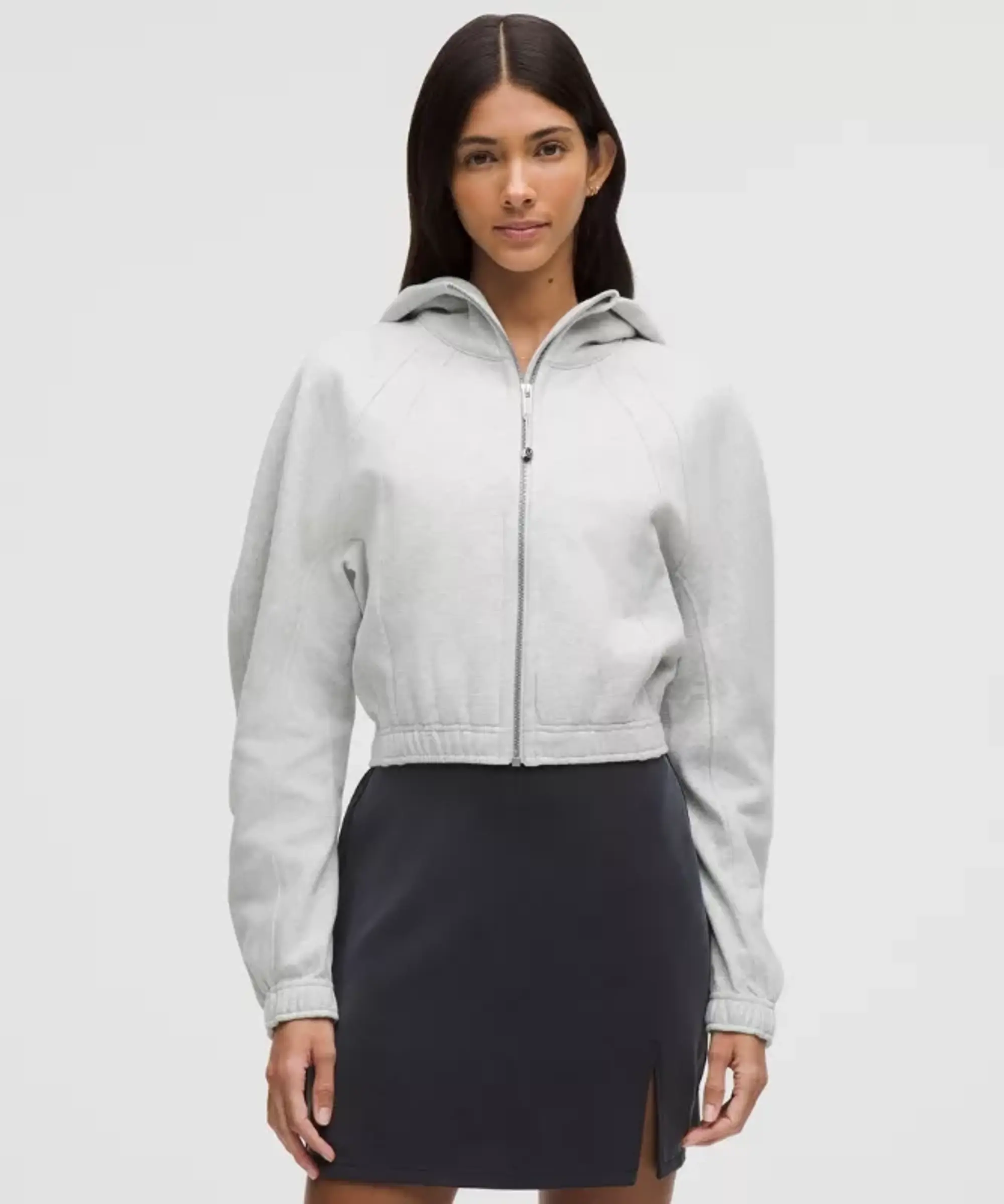 lululemon IE lululemon – Women's Scuba Full-Zip Cropped Hoodie – Color Light Grey/Grey – Size XS