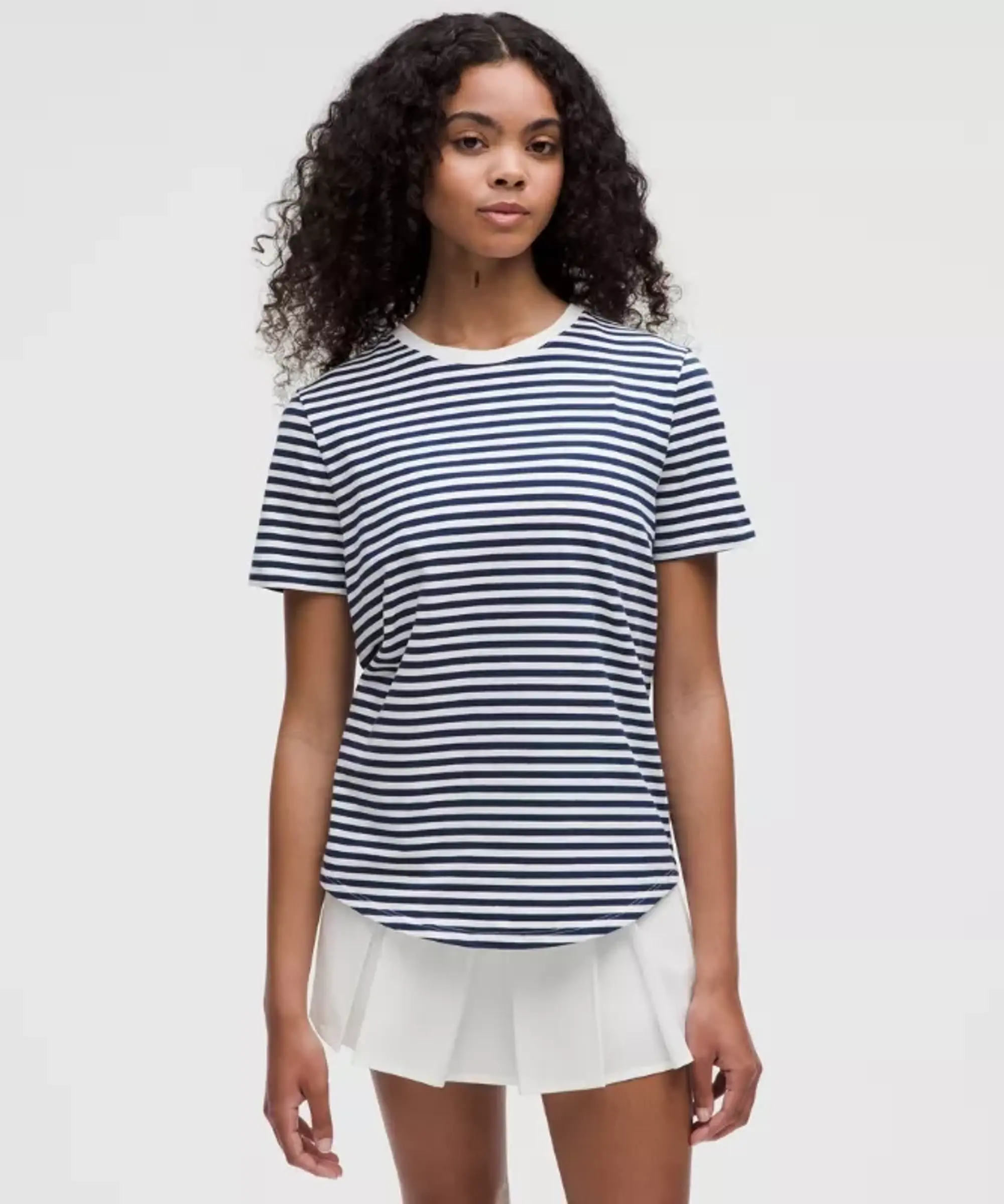 lululemon IE lululemon – Women's Love Curved-Hem Crewneck T-Shirt – Color Blue/White – Size 10