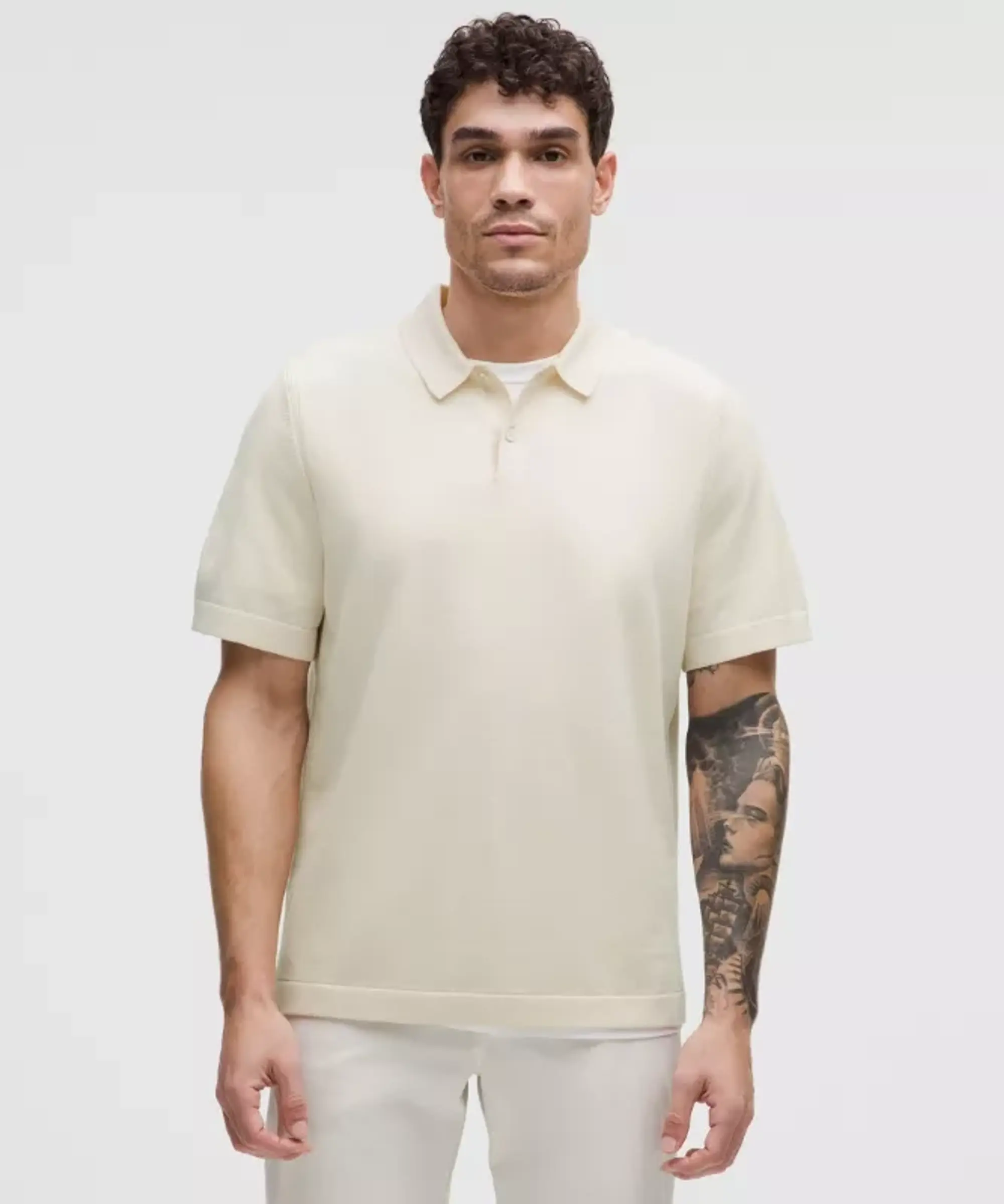 lululemon IE lululemon – Men's New Venture Short-Sleeve Knit Polo Shirt – Color White – Size 2XL