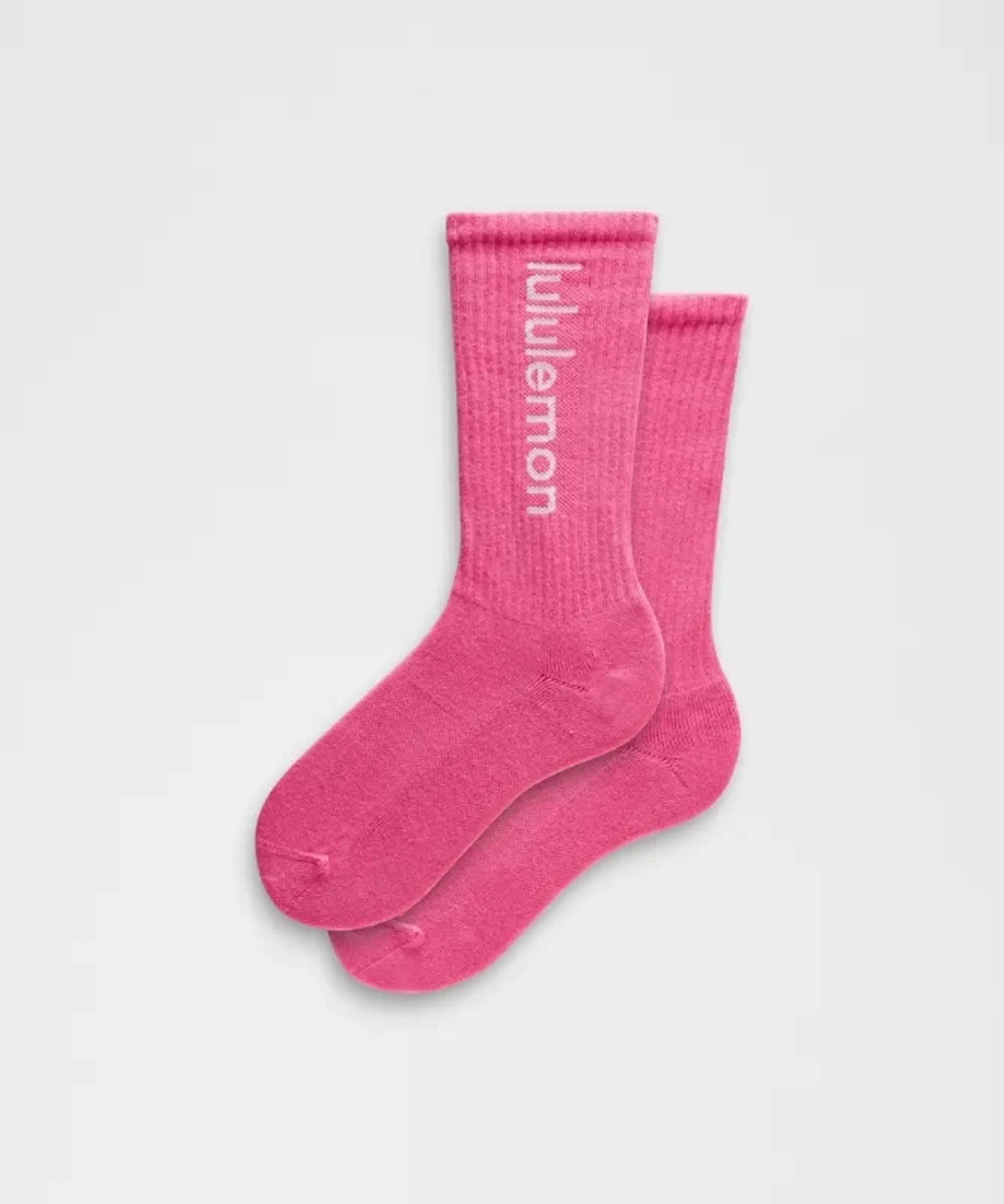 lululemon IE lululemon – Men's Unisex Daily Essential Crew Socks Wordmark – Color Pink Green – Size XL