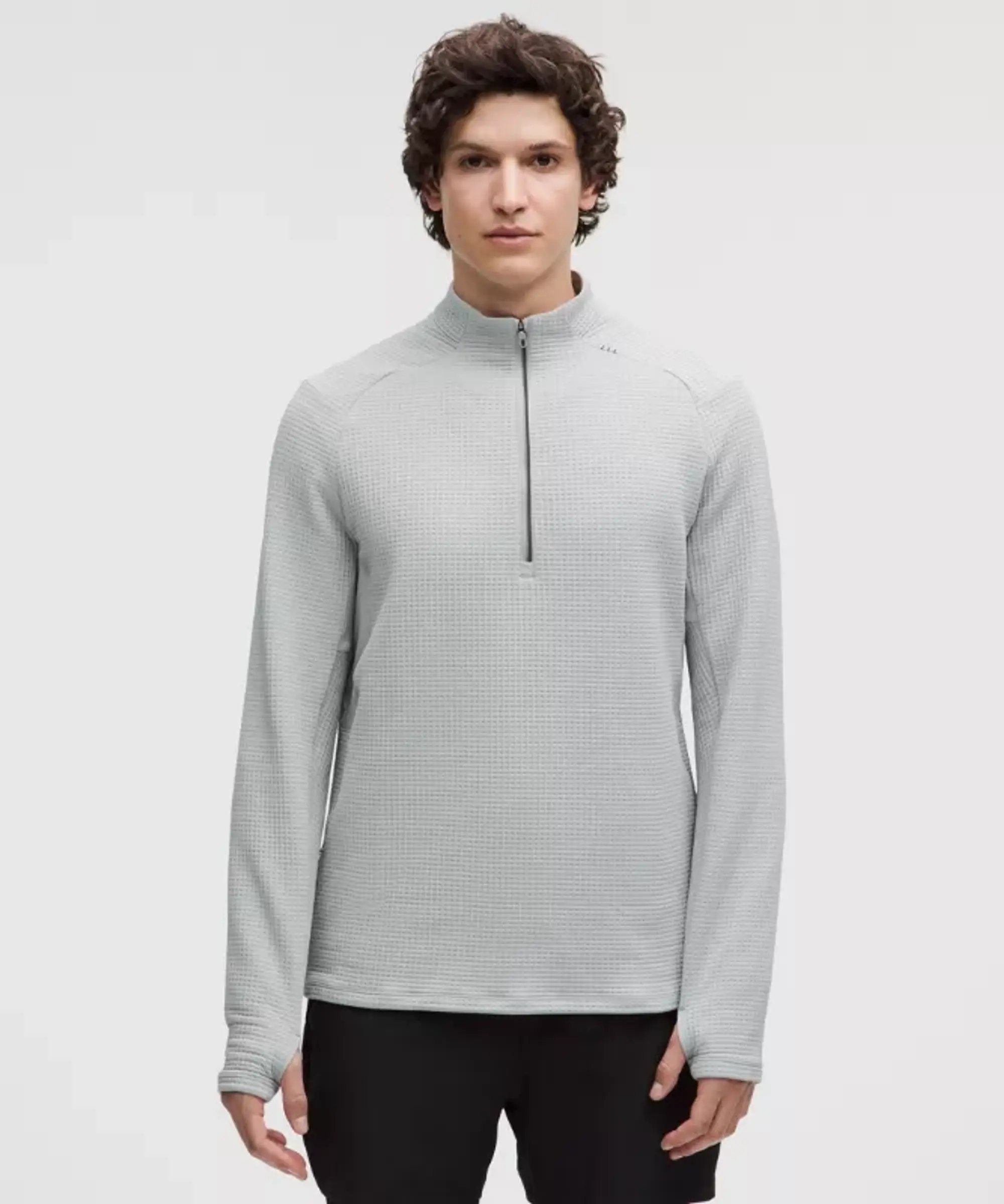 lululemon IE lululemon – Men's Waffle-Knit Half Zip Sweatshirt – Color Silver/Grey – Size 2XL